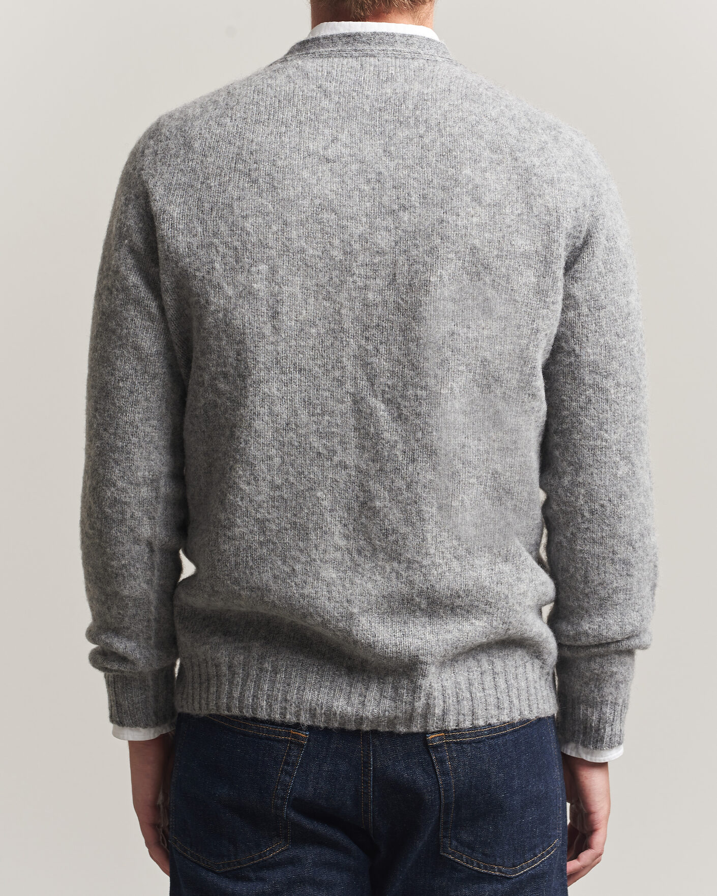 Homme | Pulls Et Tricots | Harley Of Scotland | Brushed Supersoft Lambswool Cardigan Mid Grey