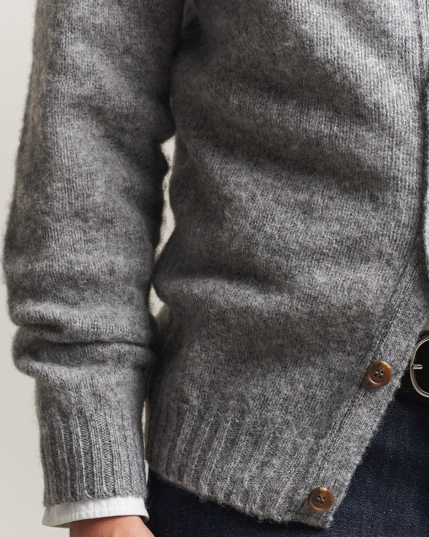 Homme | Pulls Et Tricots | Harley Of Scotland | Brushed Supersoft Lambswool Cardigan Mid Grey