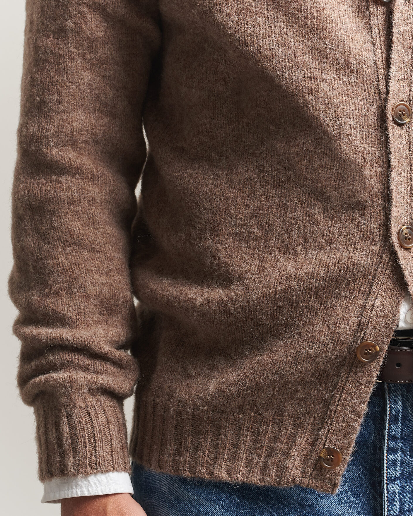 Homme | Pulls Et Tricots | Harley Of Scotland | Brushed Supersoft Lambswool Cardigan Tundra