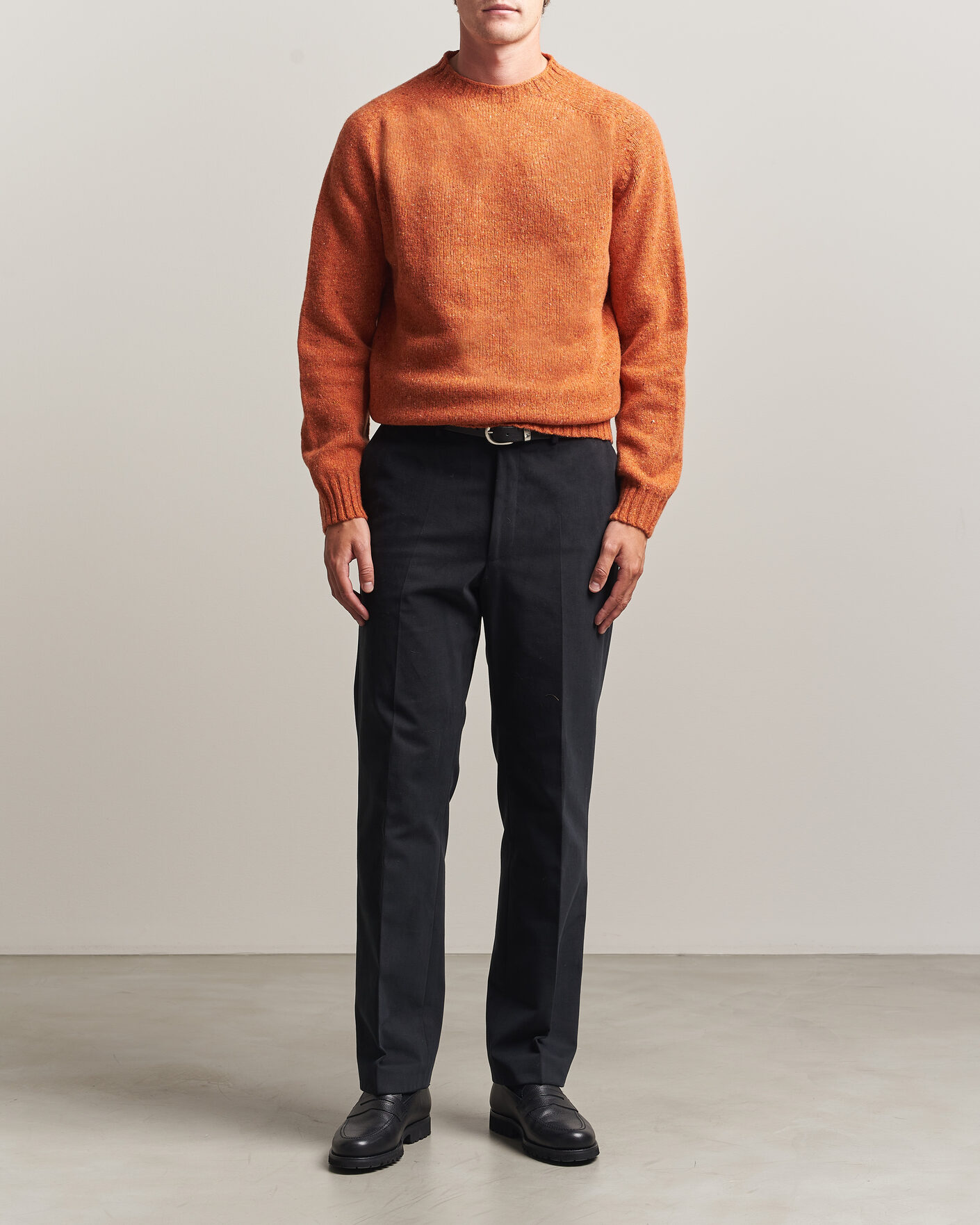 Homme | Business & Beyond | Harley Of Scotland | Donegal Wool Crewneck Orange
