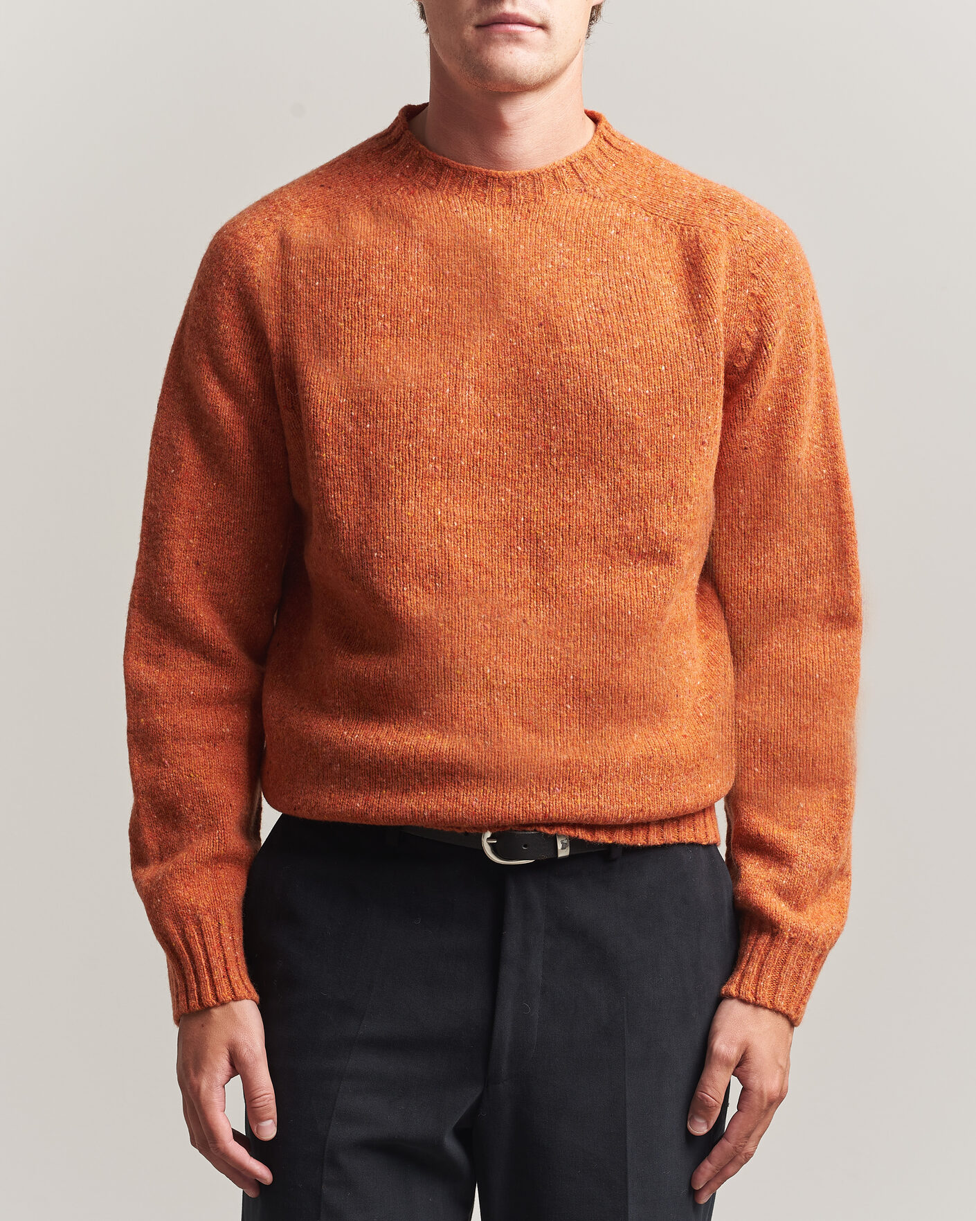 Homme | Business & Beyond | Harley Of Scotland | Donegal Wool Crewneck Orange