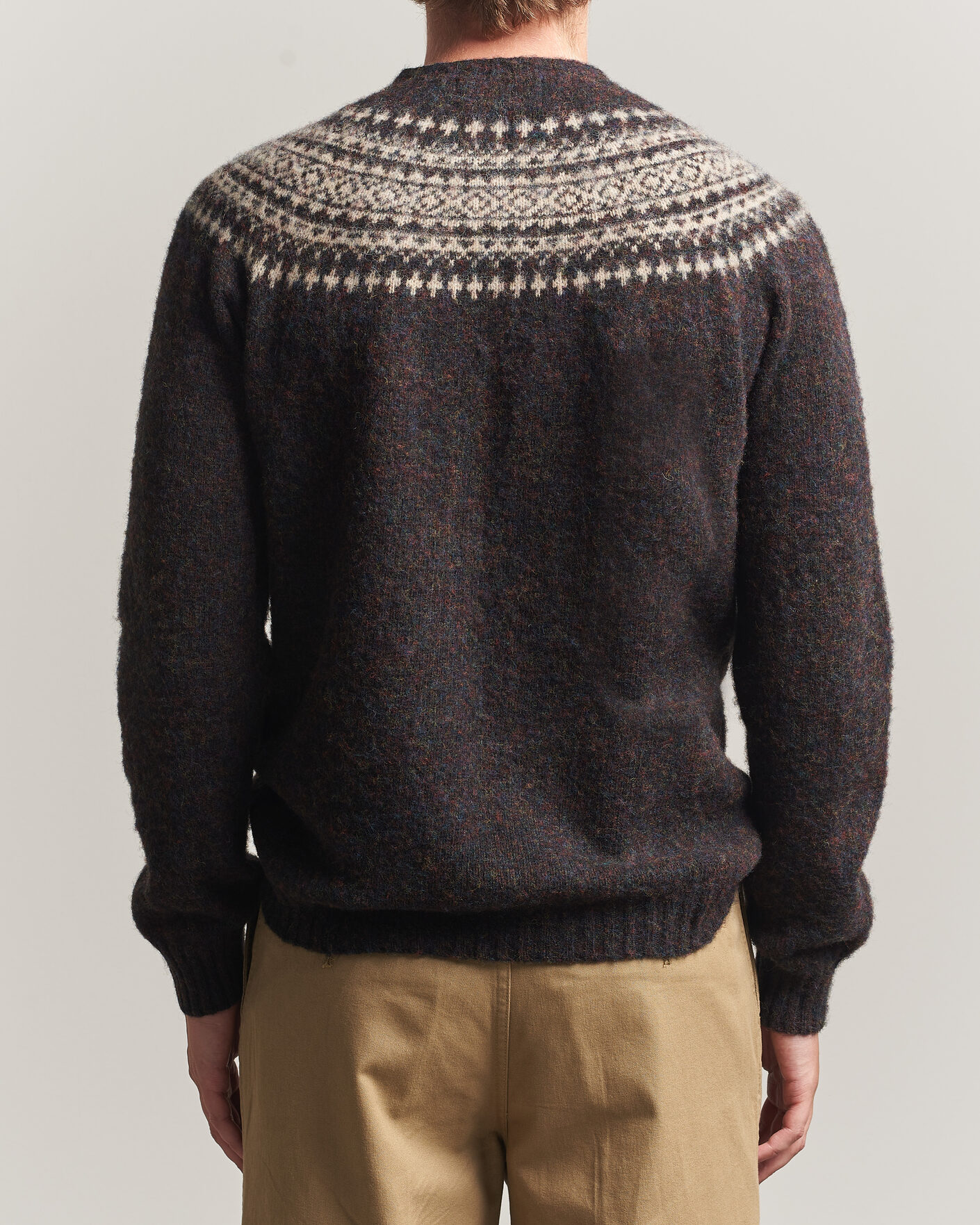 Homme | Pulls Et Tricots | Harley Of Scotland | Brushed Supersoft Lambswool Yolk Fairisle Volcano/Cameo