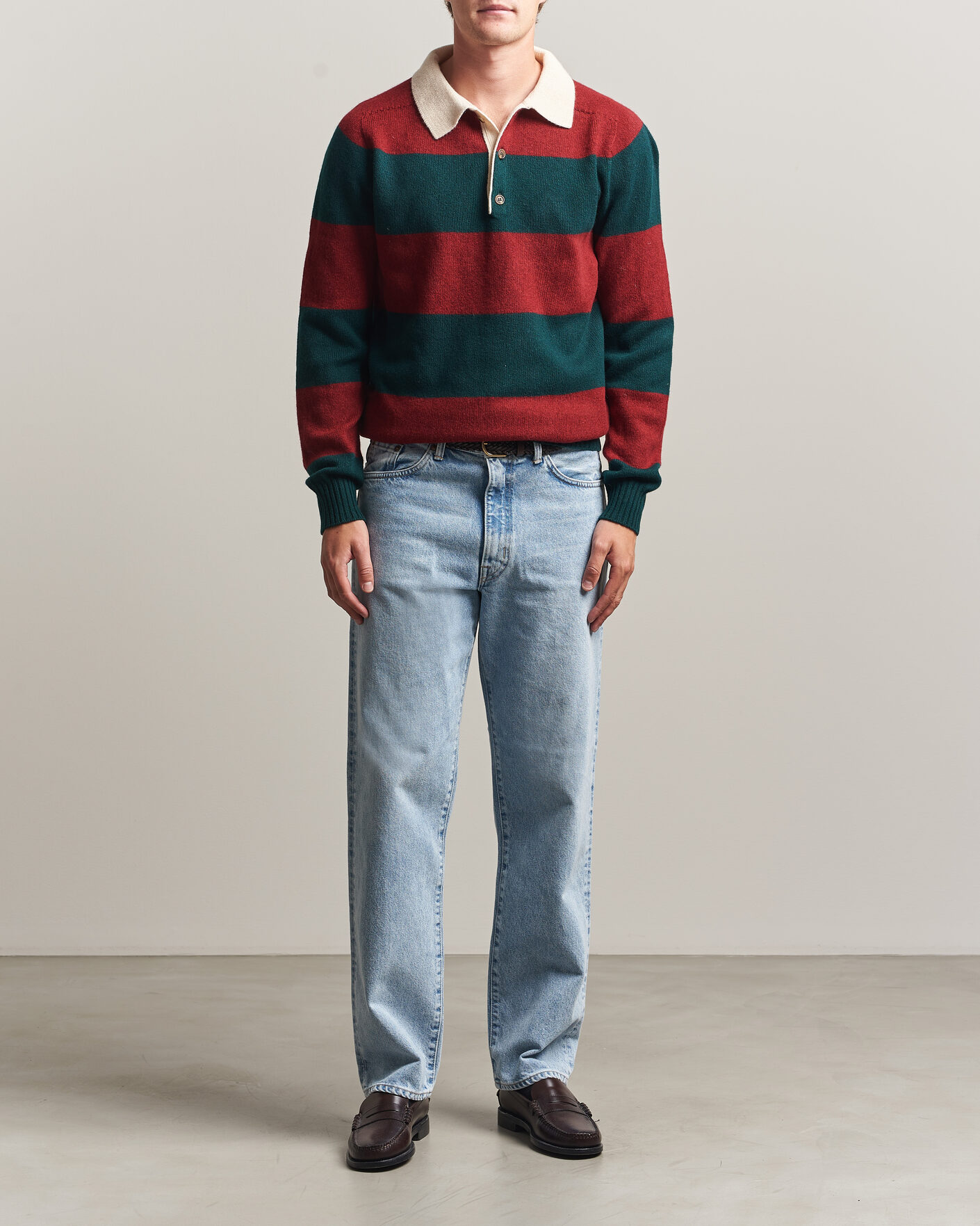 Homme | Pulls Et Tricots | Harley Of Scotland | Supersoft 2ply Lambswool Rugby Green/Red