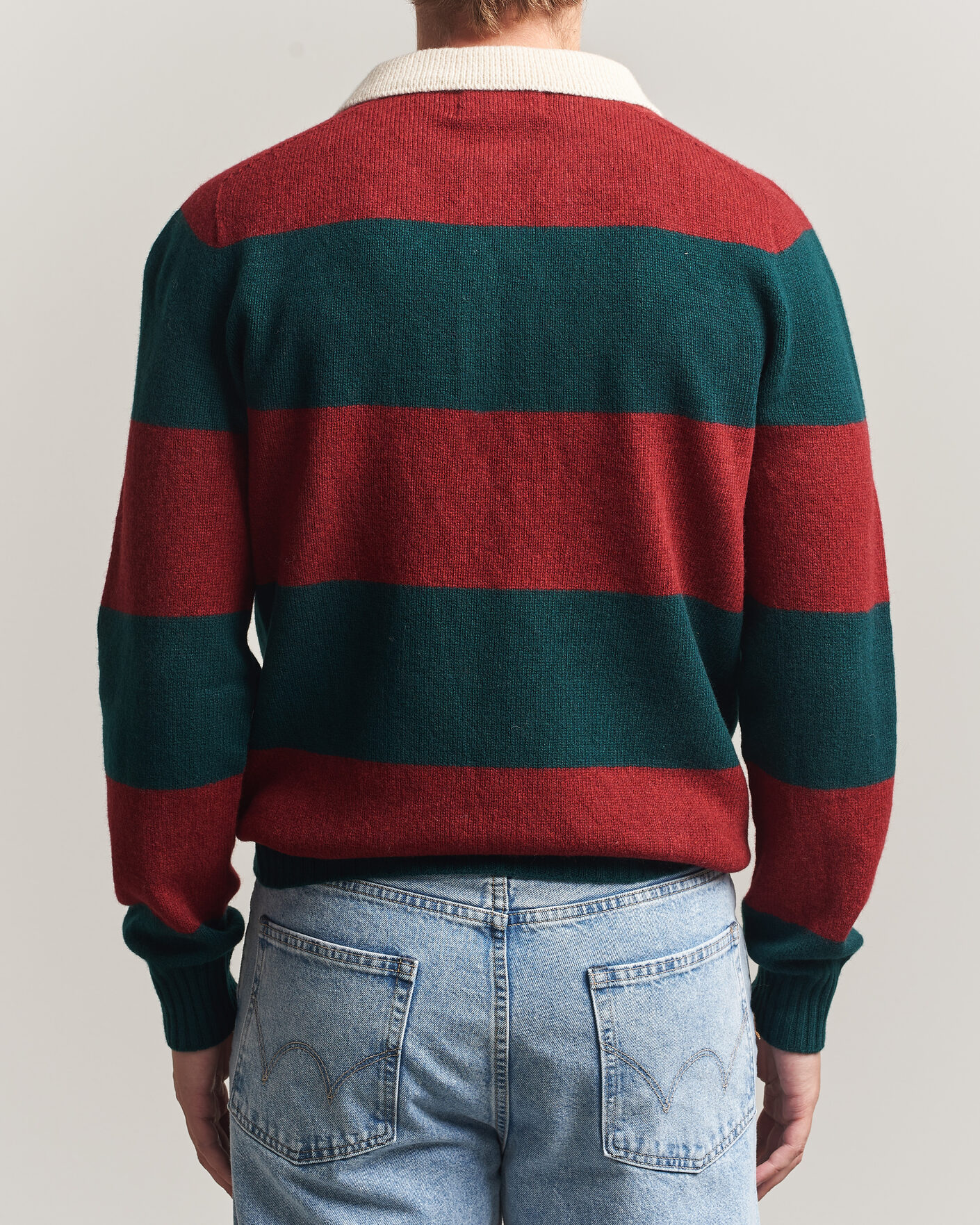Homme | Pulls Et Tricots | Harley Of Scotland | Supersoft 2ply Lambswool Rugby Green/Red