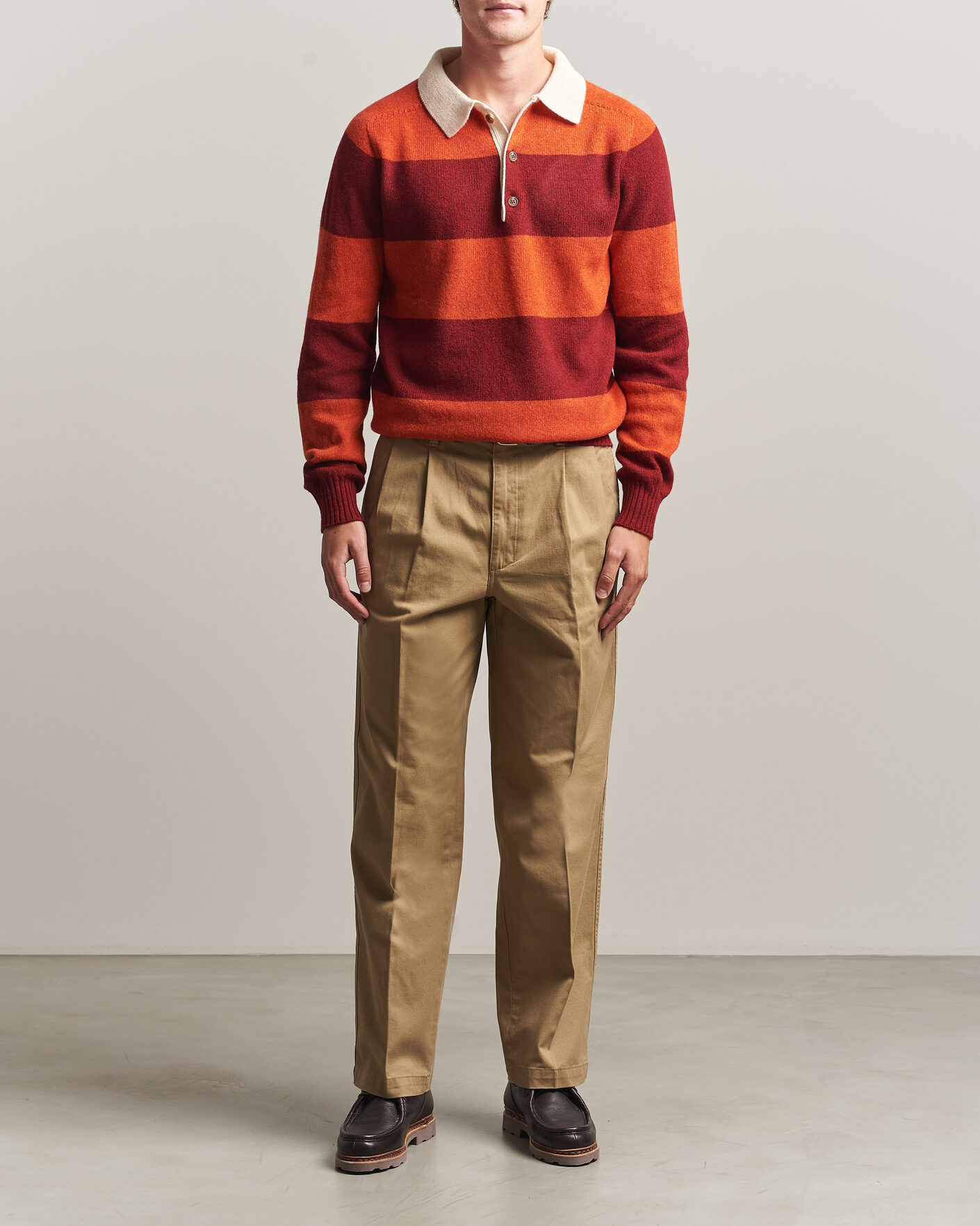 Homme | Pulls Et Tricots | Harley Of Scotland | Supersoft 2ply Lambswool Rugby Red/Orange