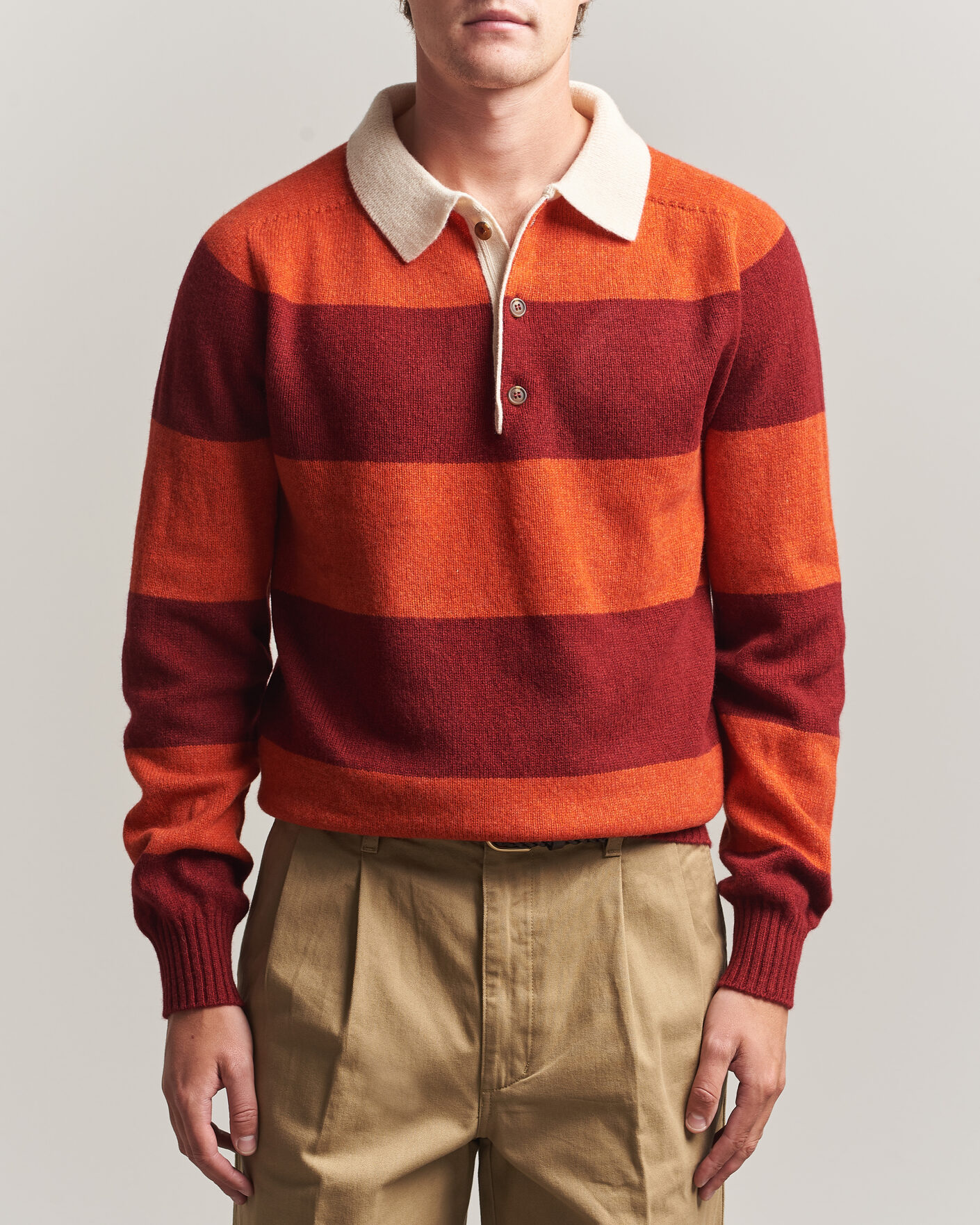 Homme | Pulls Et Tricots | Harley Of Scotland | Supersoft 2ply Lambswool Rugby Red/Orange