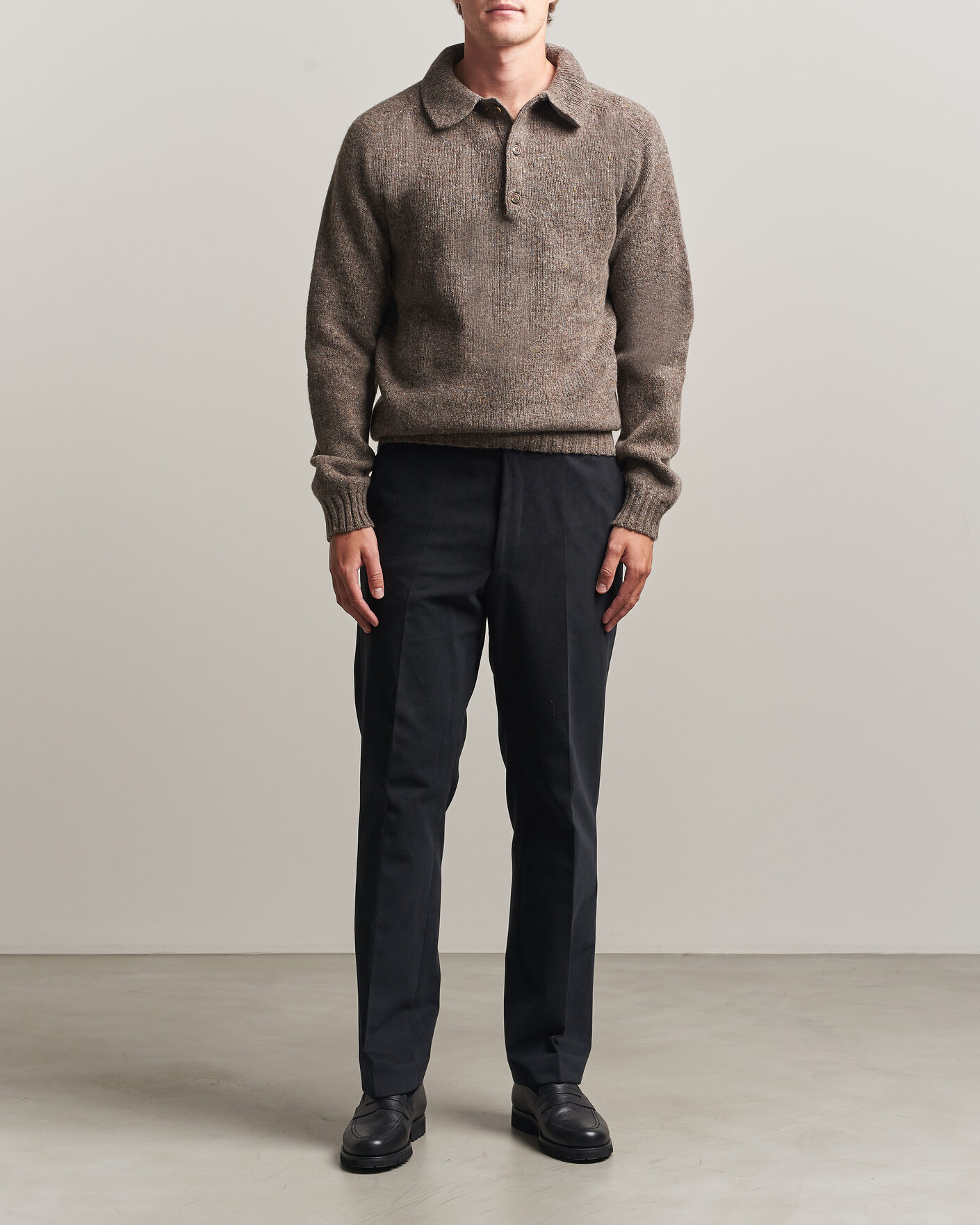 Homme | Pulls Et Tricots | Harley Of Scotland | Donegal Wool Polo Brown