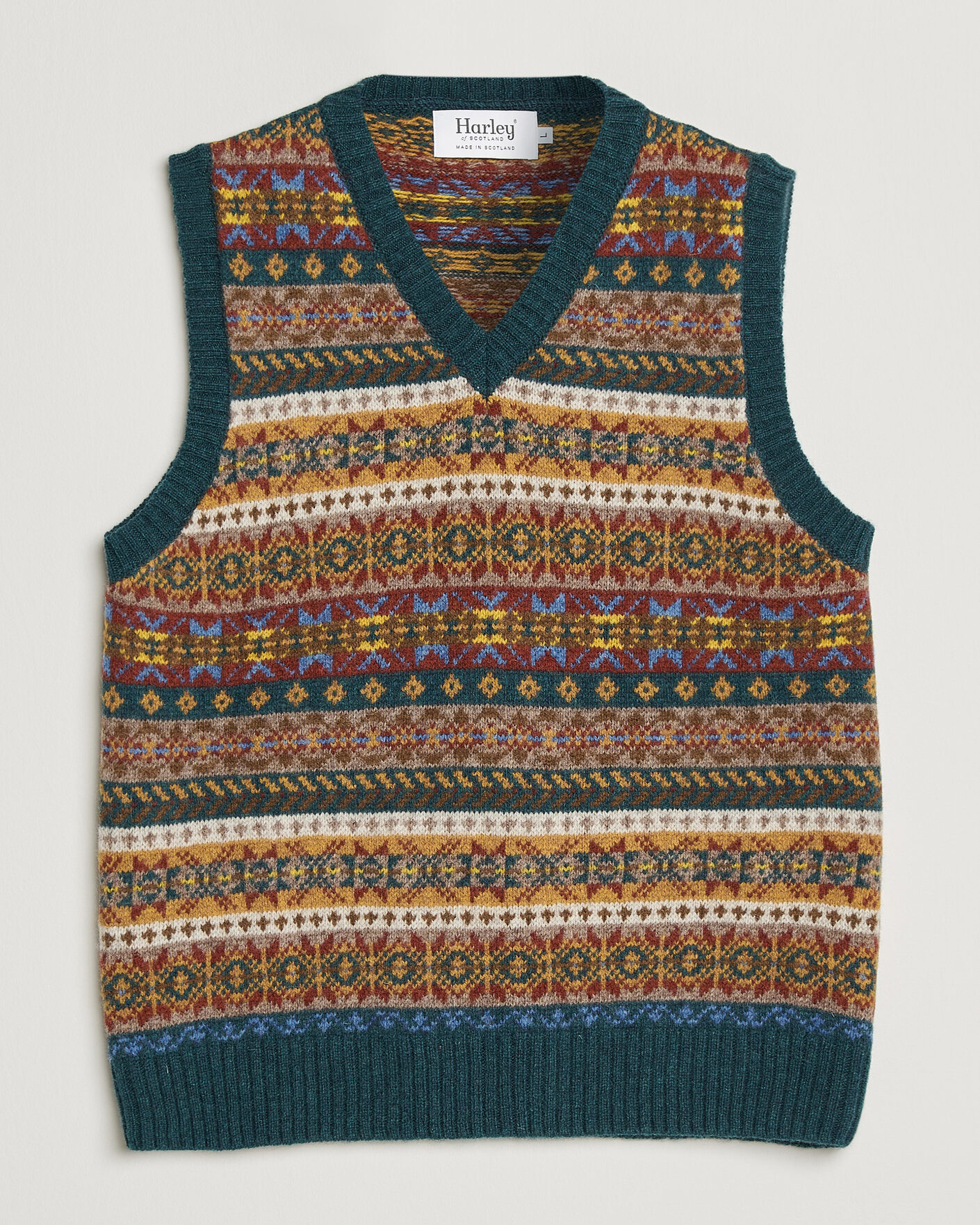 Homme | Pulls Et Tricots | Harley Of Scotland | Supersoft 2ply Lambswool Fairisle Vest Tempest