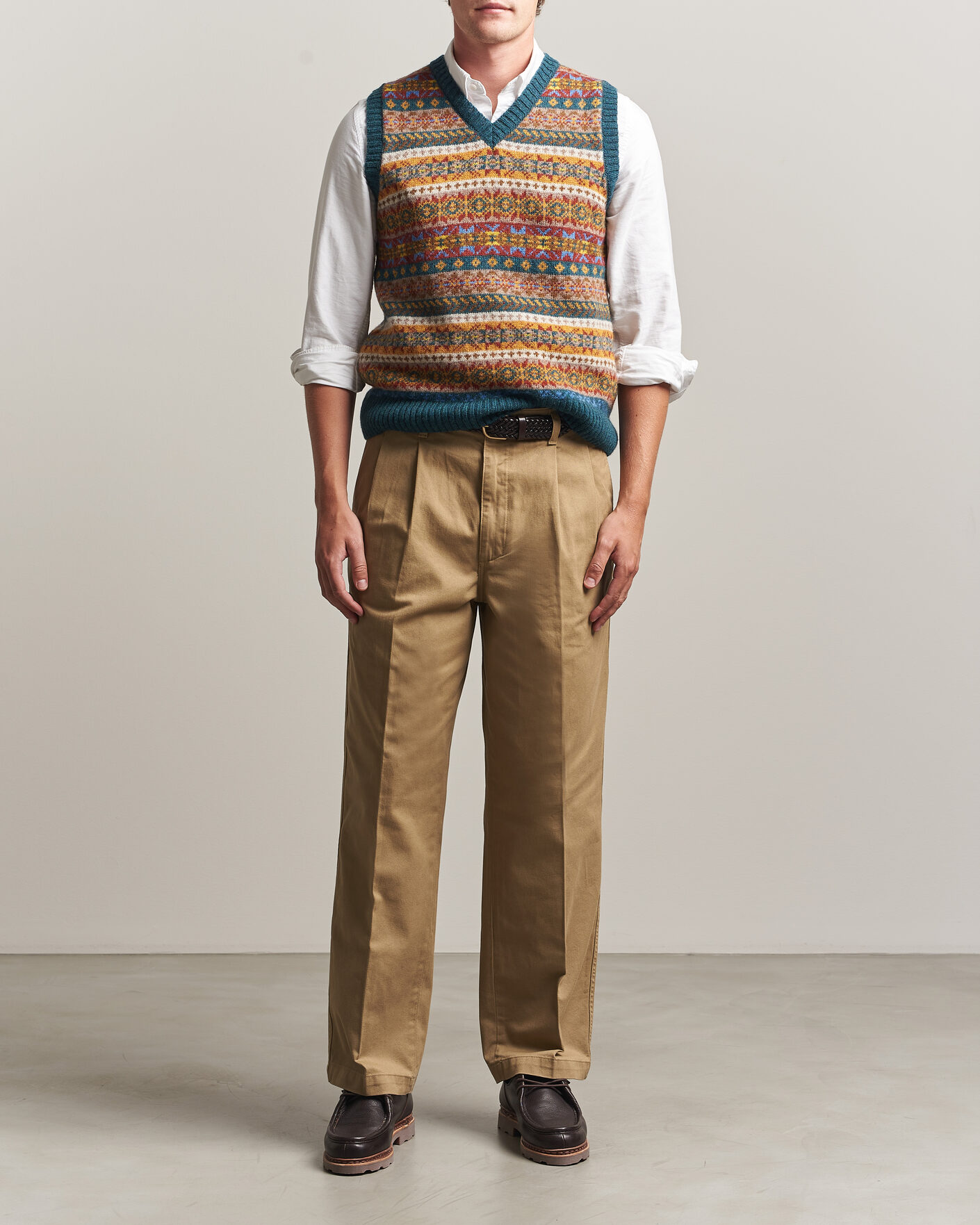 Homme | Pulls Et Tricots | Harley Of Scotland | Supersoft 2ply Lambswool Fairisle Vest Tempest