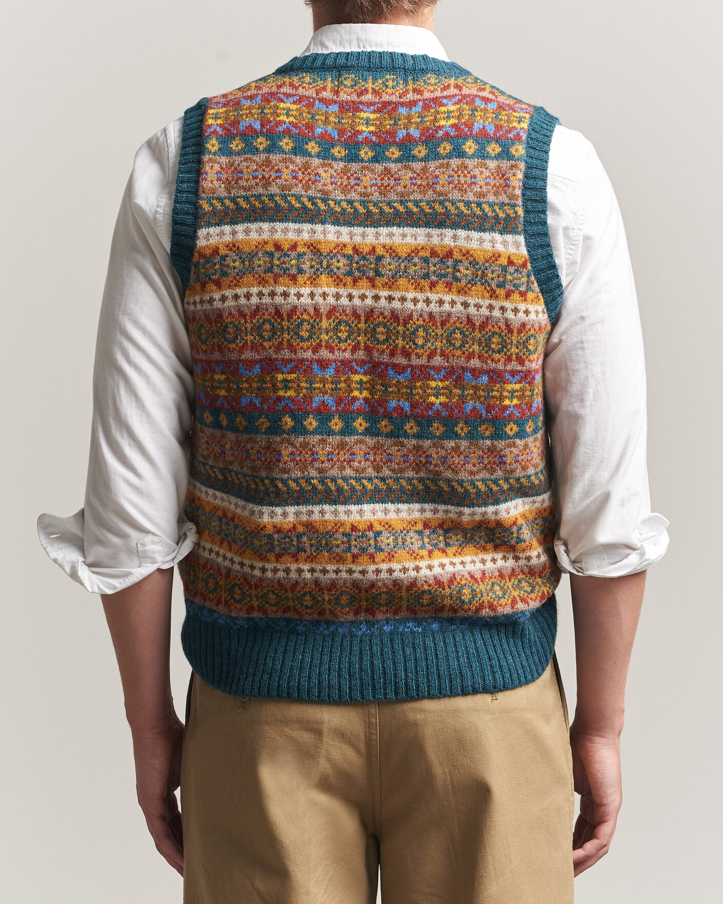 Homme | Pulls Et Tricots | Harley Of Scotland | Supersoft 2ply Lambswool Fairisle Vest Tempest