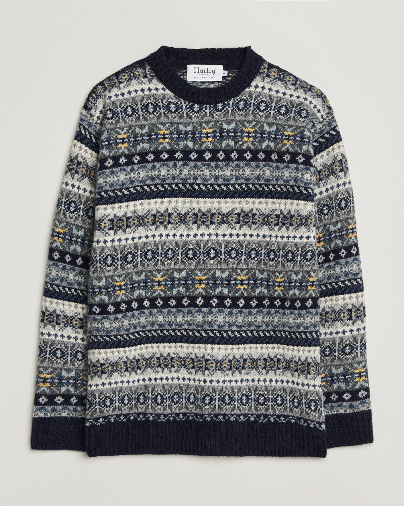 Homme | Pulls Et Tricots | Harley Of Scotland | Supersoft 2ply Lambswool Fairisle Crew Navy