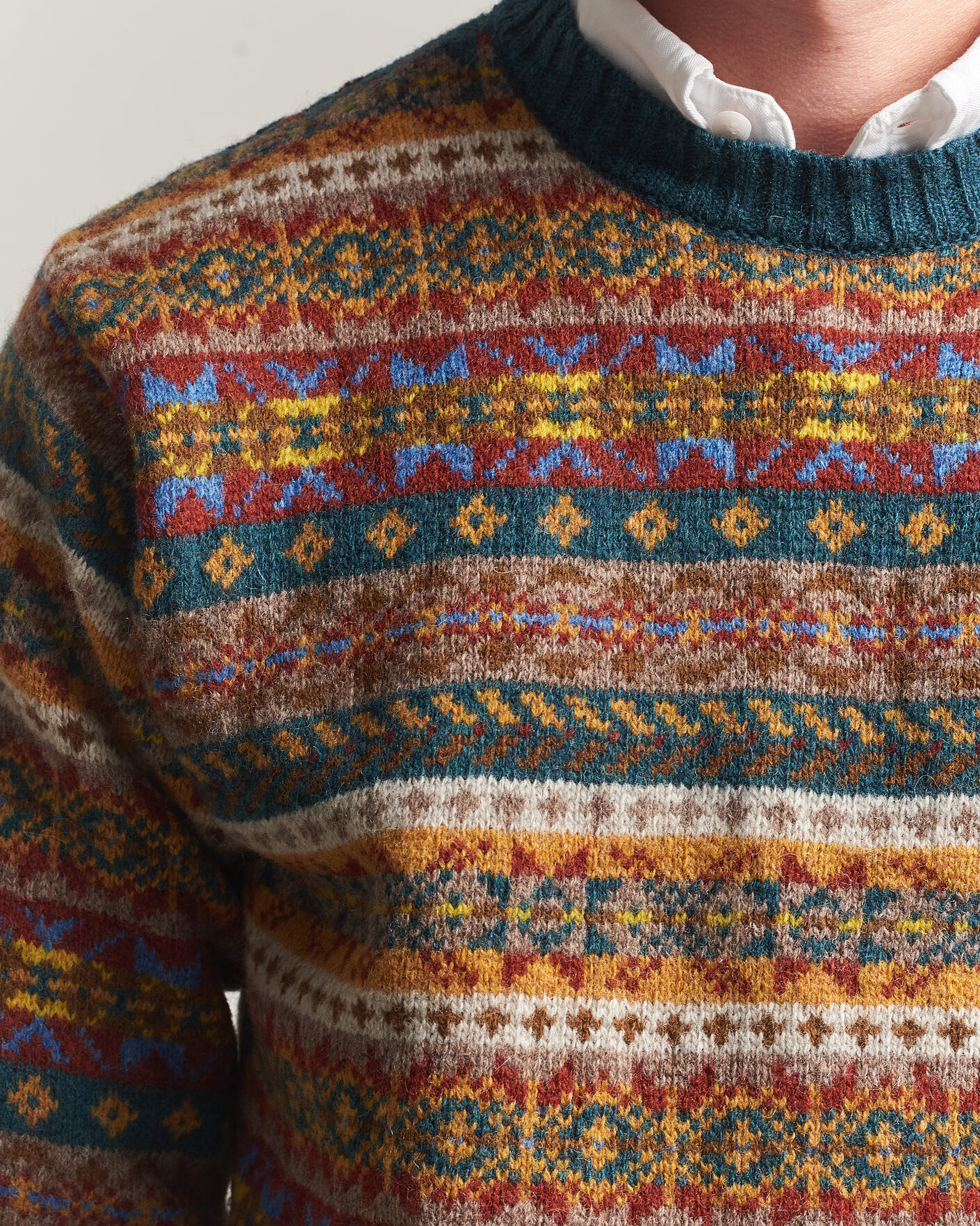 Homme | Pulls Et Tricots | Harley Of Scotland | Supersoft 2ply Lambswool Fairisle Crew Tempest