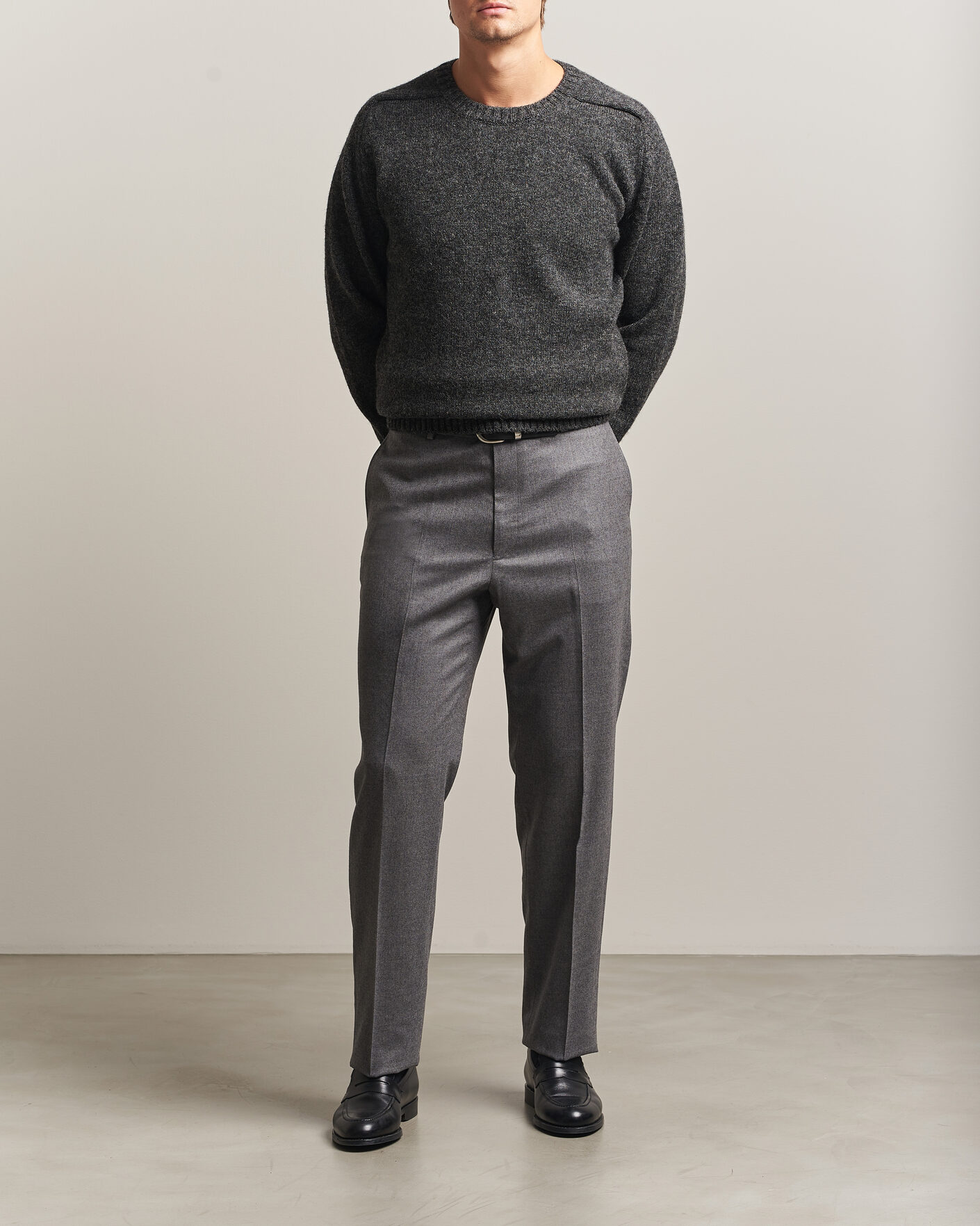 Homme | Pantalons | Kamakura Shirts | Saxony Wool Ivy Trousers Mid Gray