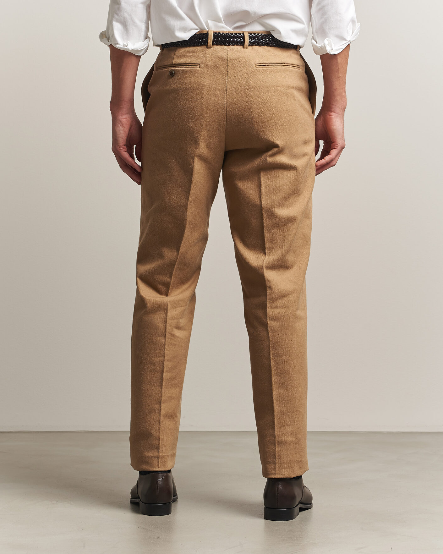 Homme | Pantalons | Kamakura Shirts | Brushed Cotton Twill Ivy Trousers Beige