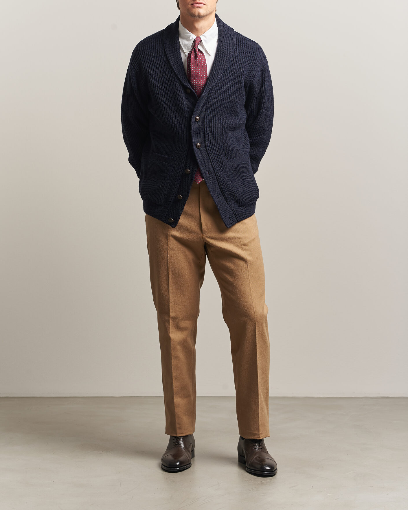 Homme | Pulls Et Tricots | Kamakura Shirts | McQueen Shawl Collar Cardigan Navy