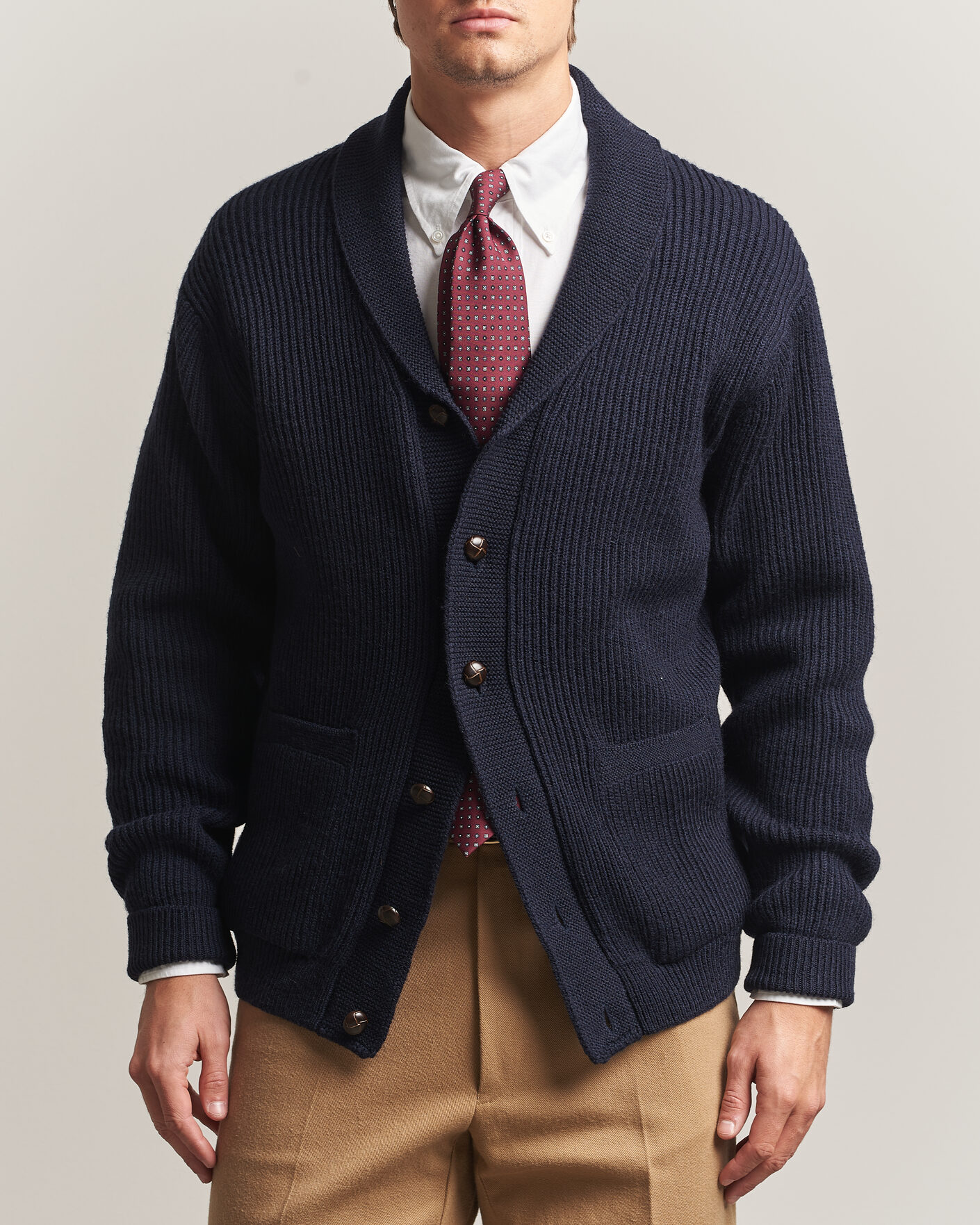 Homme | Pulls Et Tricots | Kamakura Shirts | McQueen Shawl Collar Cardigan Navy