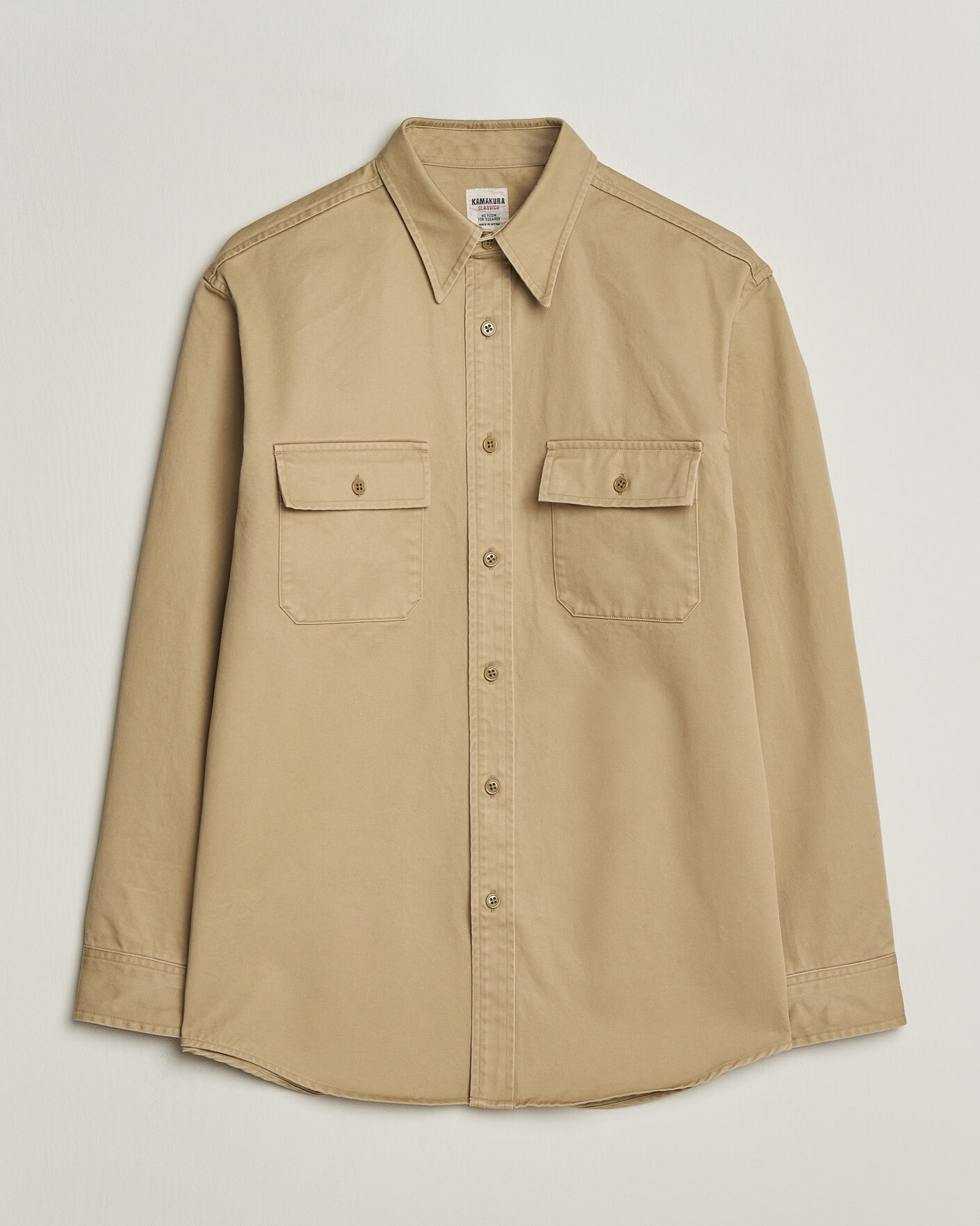 Homme | Chemises | Kamakura Shirts | Cotton Twill CPO Overshirt Beige