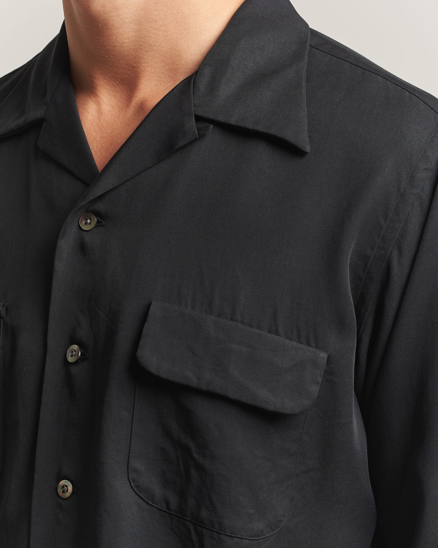 Homme | Chemises | Kamakura Shirts | Vintage Open Collar Shirt Black