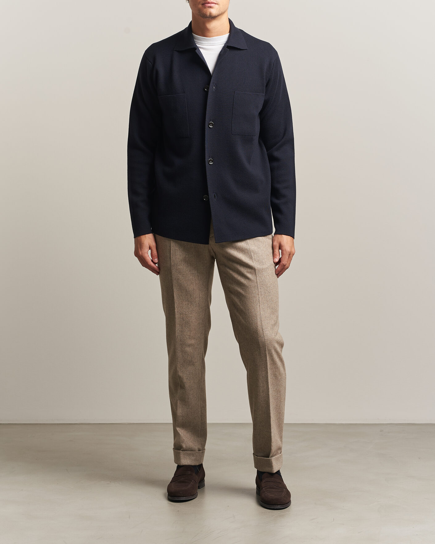 Homme | Chemises | Lardini | Knitted Pocket Overshirt Navy