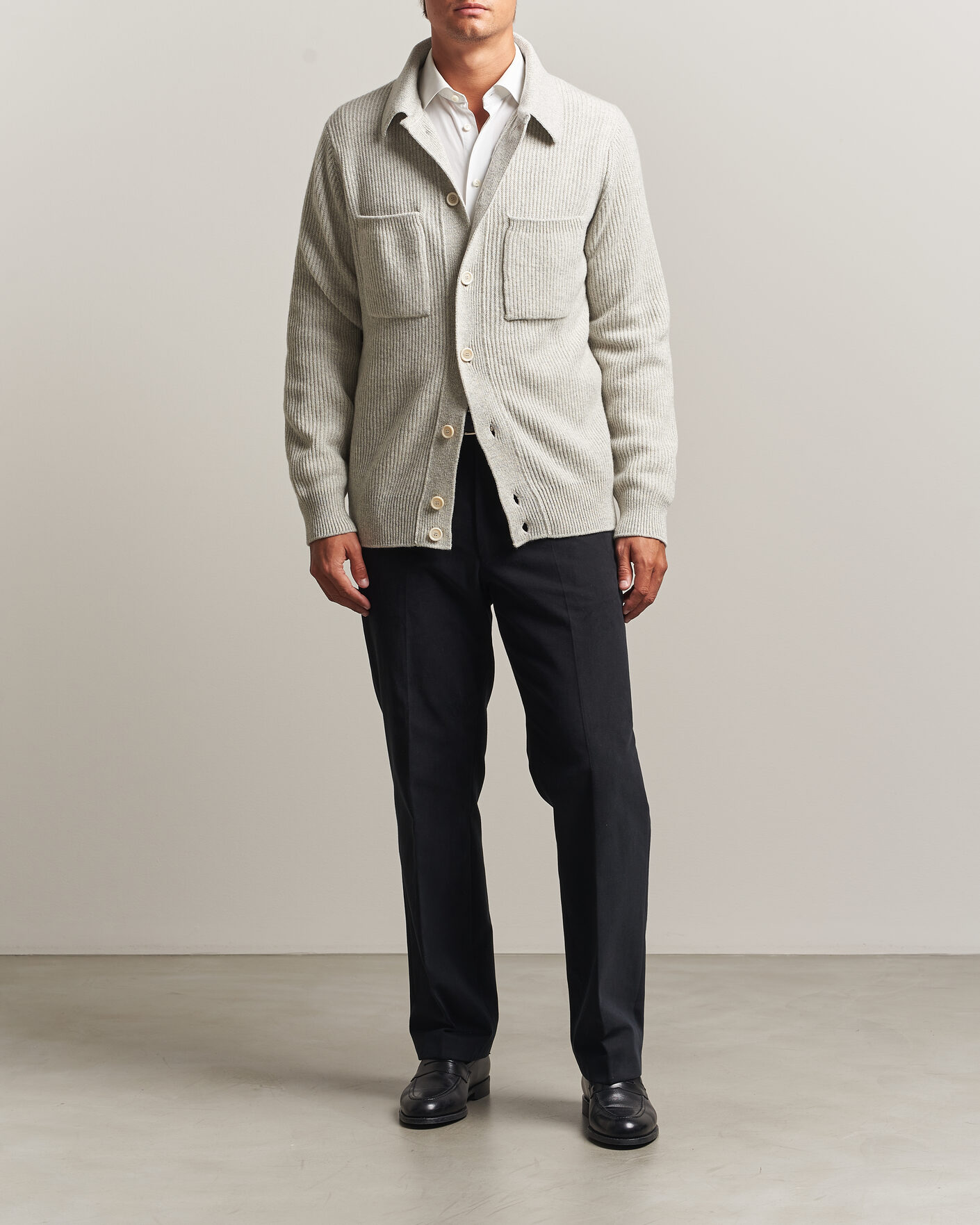 Homme | Pulls Et Tricots | Lardini | Heavy Knitted Cardigan Light Grey