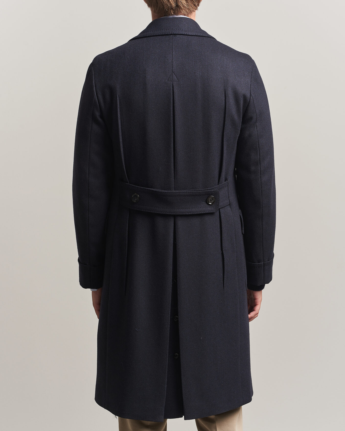 Homme | Manteaux Et Vestes | Lardini | Ulster Wool/Cashmere Tonal Herringbone Coat Navy