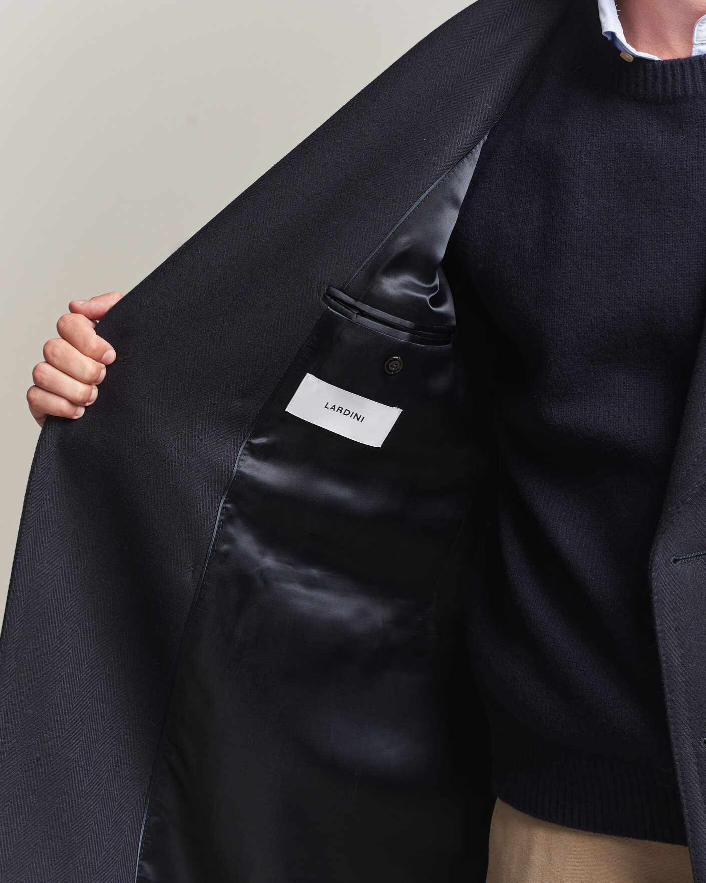 Homme | Manteaux Et Vestes | Lardini | Ulster Wool/Cashmere Tonal Herringbone Coat Navy
