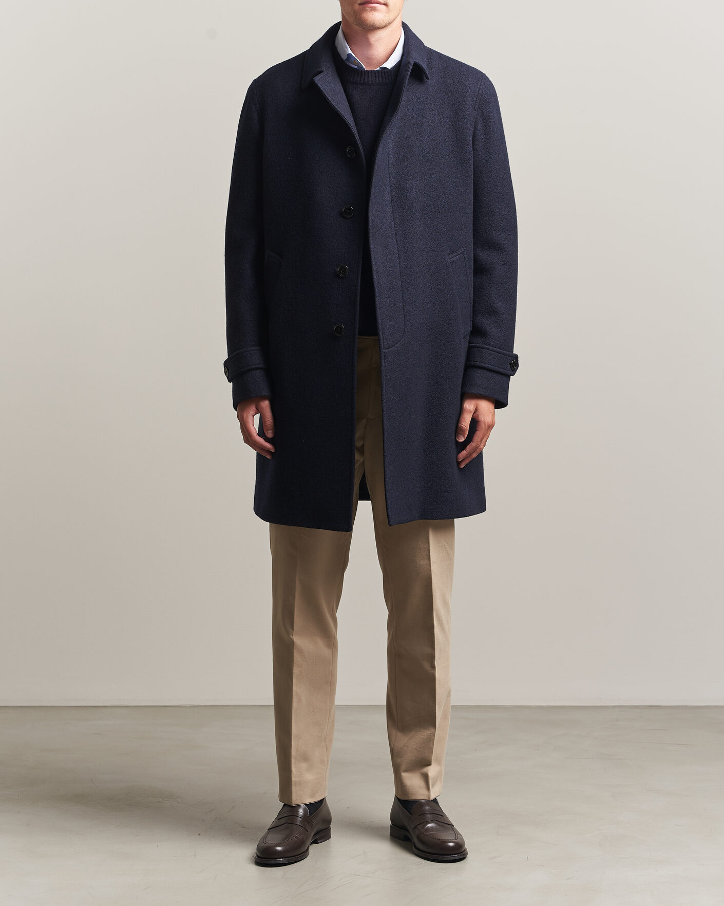 Homme | Manteaux Et Vestes | Lardini | Wool/Cashmere Boucle Car Coat Navy
