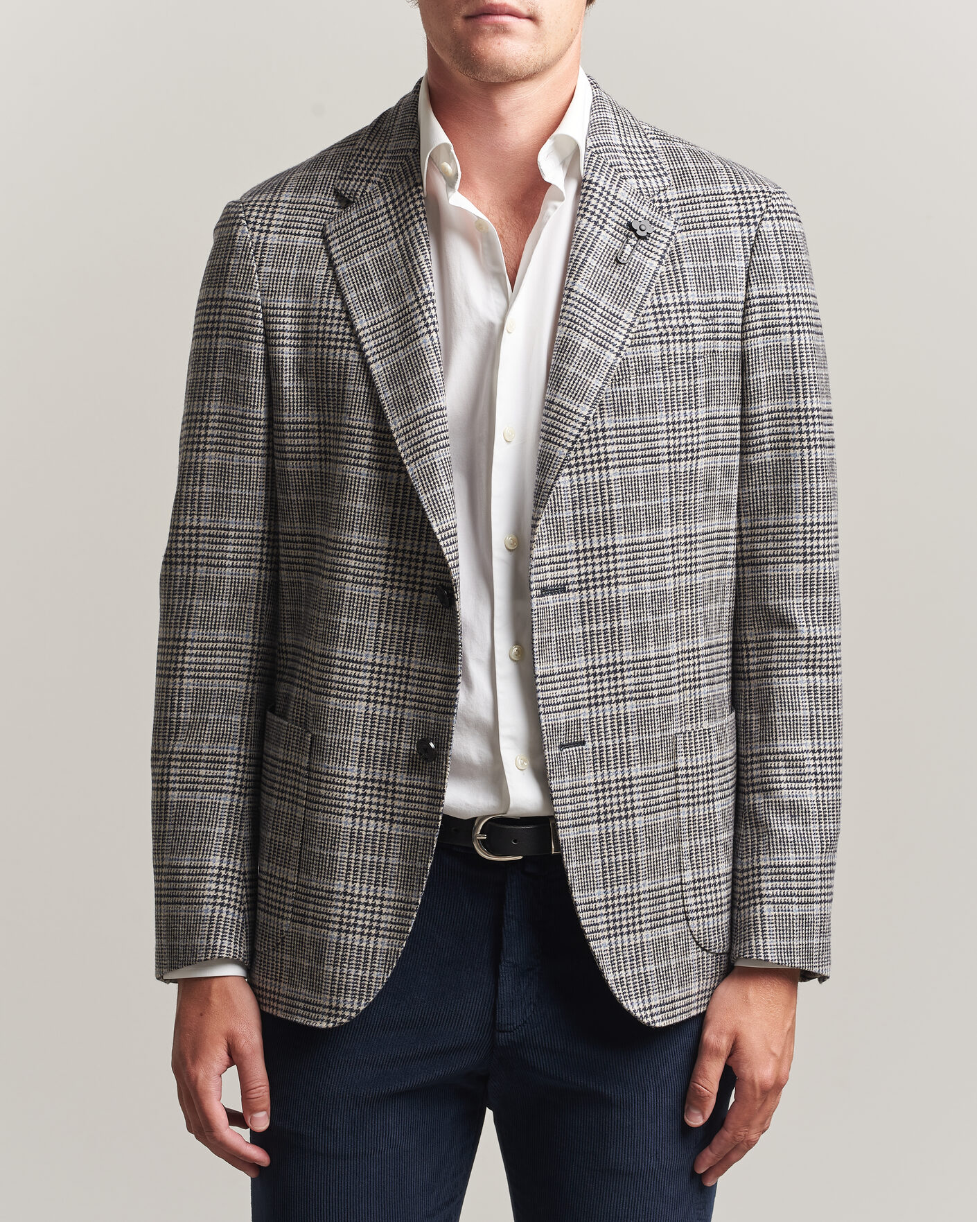 Homme | Blazers | Lardini | Wool/Cashmere Houndstooth Blazer Blue