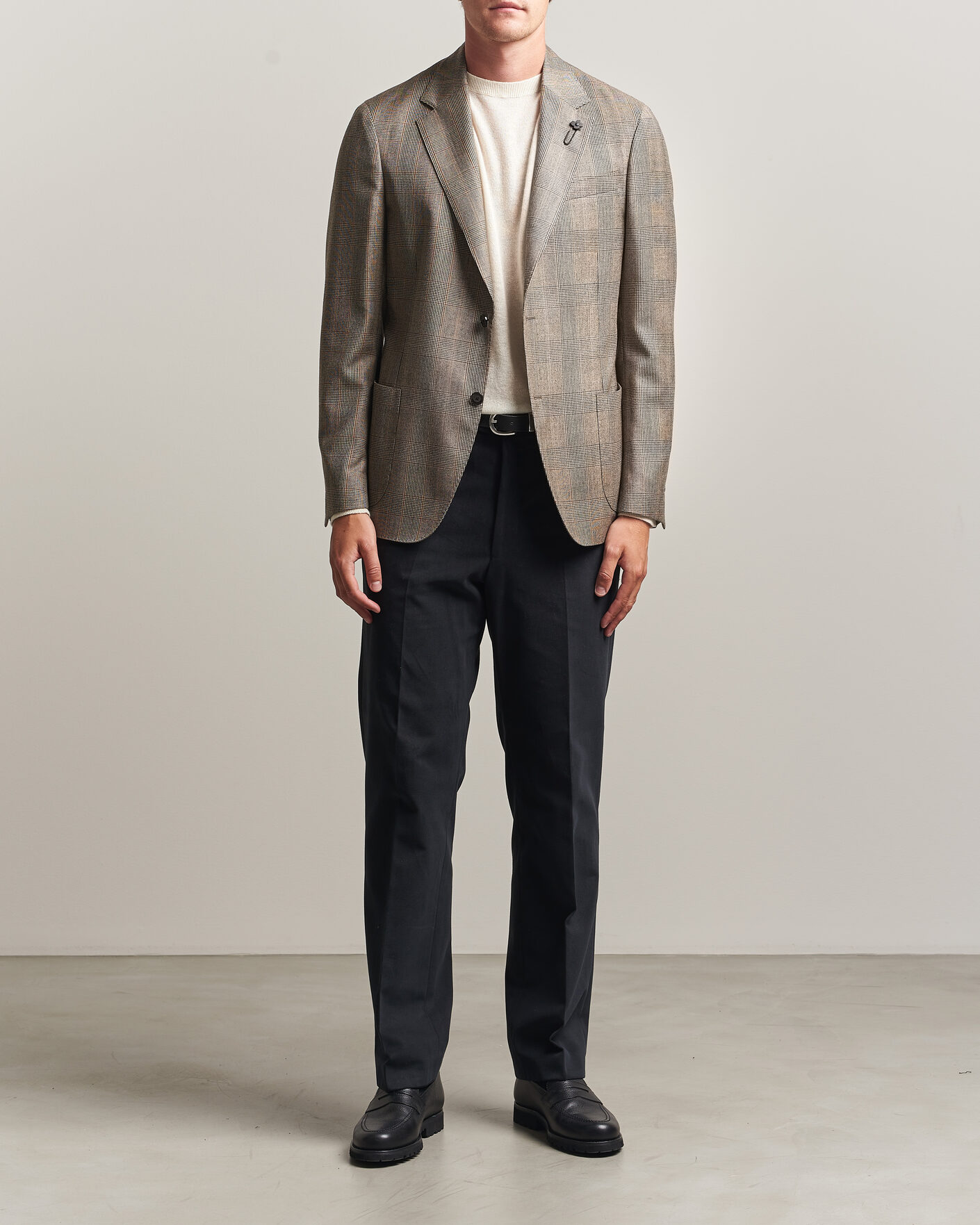 Homme | Blazers | Lardini | Wool Prince of Wales Check Blazer Brown