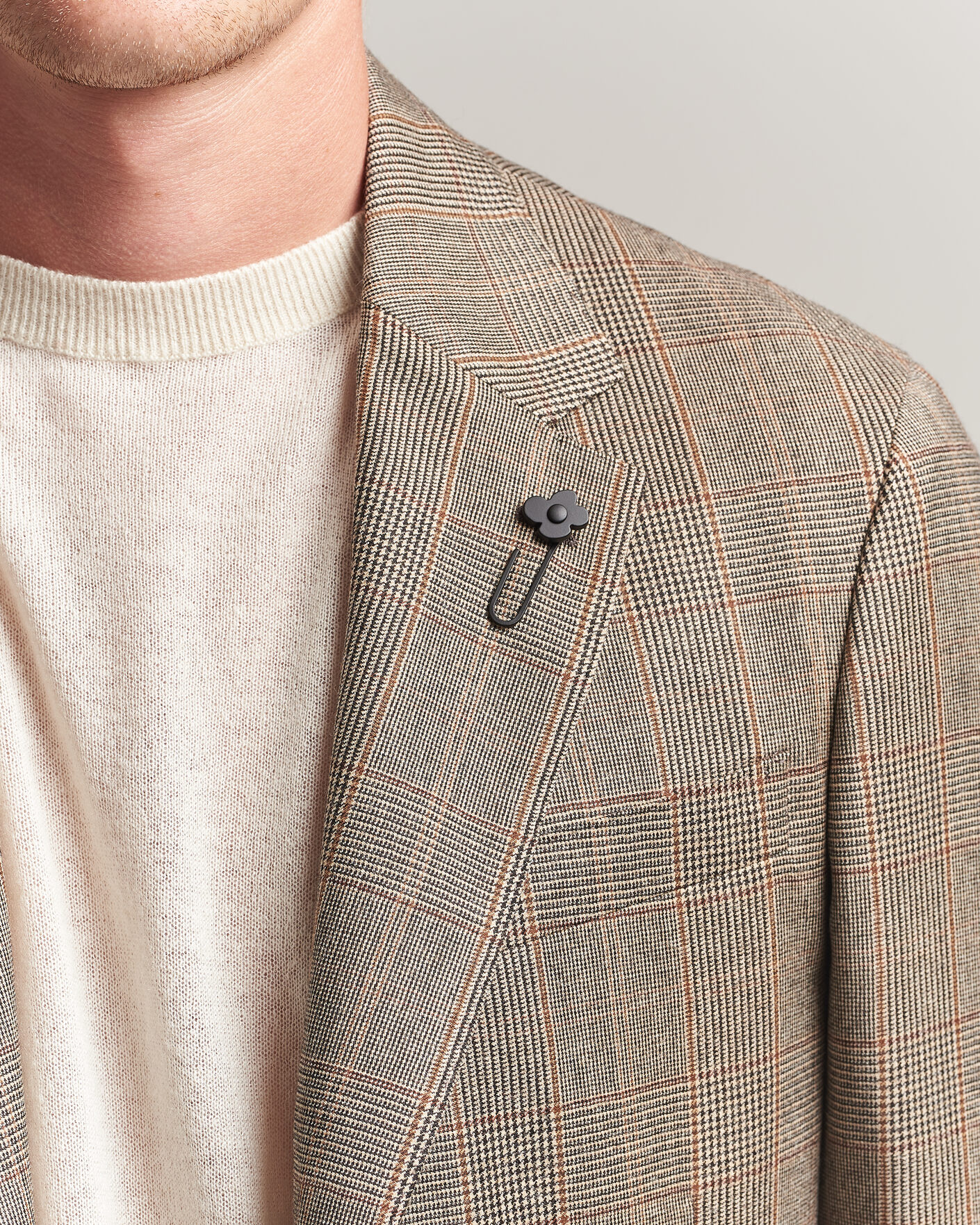 Homme | Blazers | Lardini | Wool Prince of Wales Check Blazer Brown