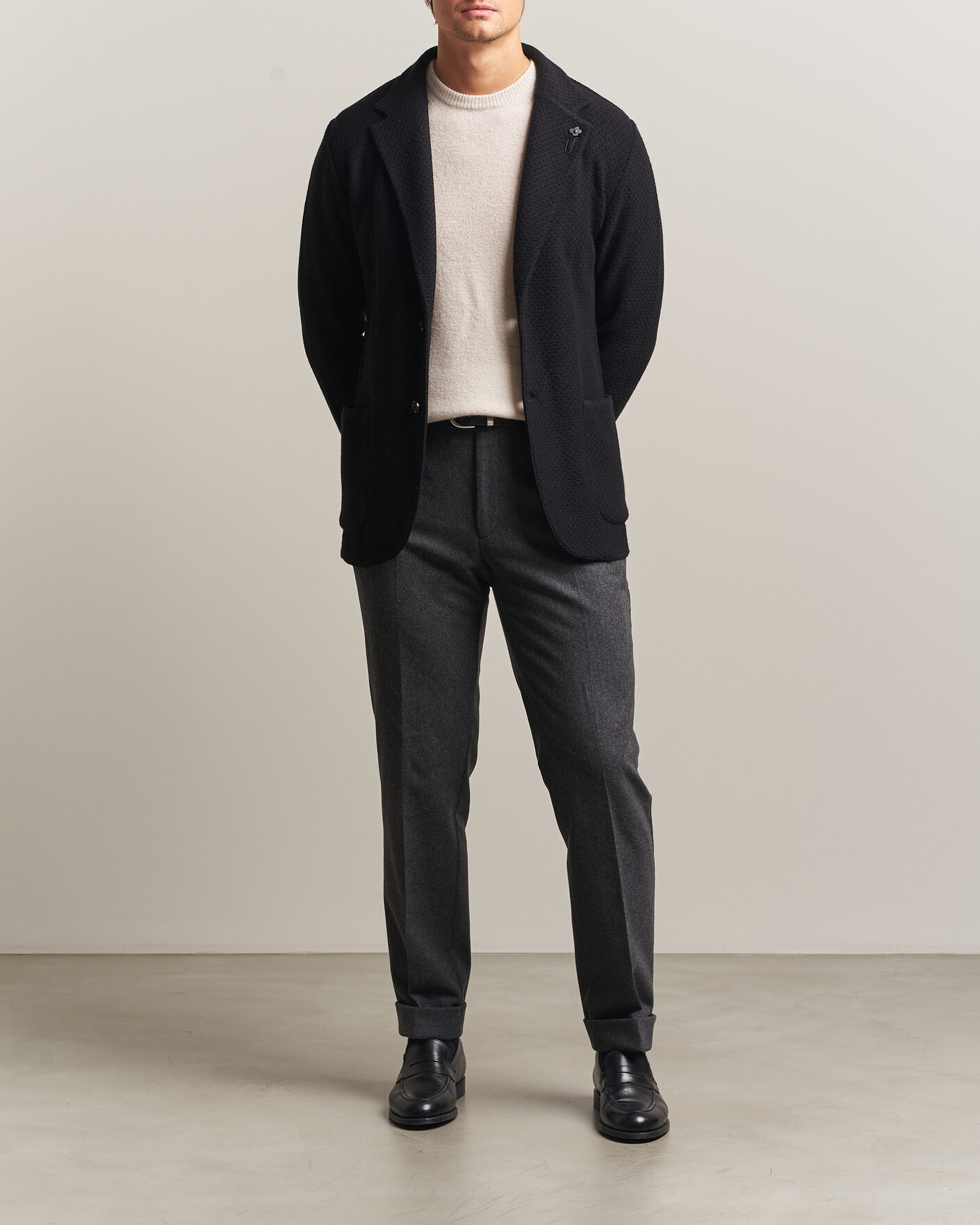 Homme | Blazers | Lardini | Knitted Structure Wool/Cashmere Blazer Black