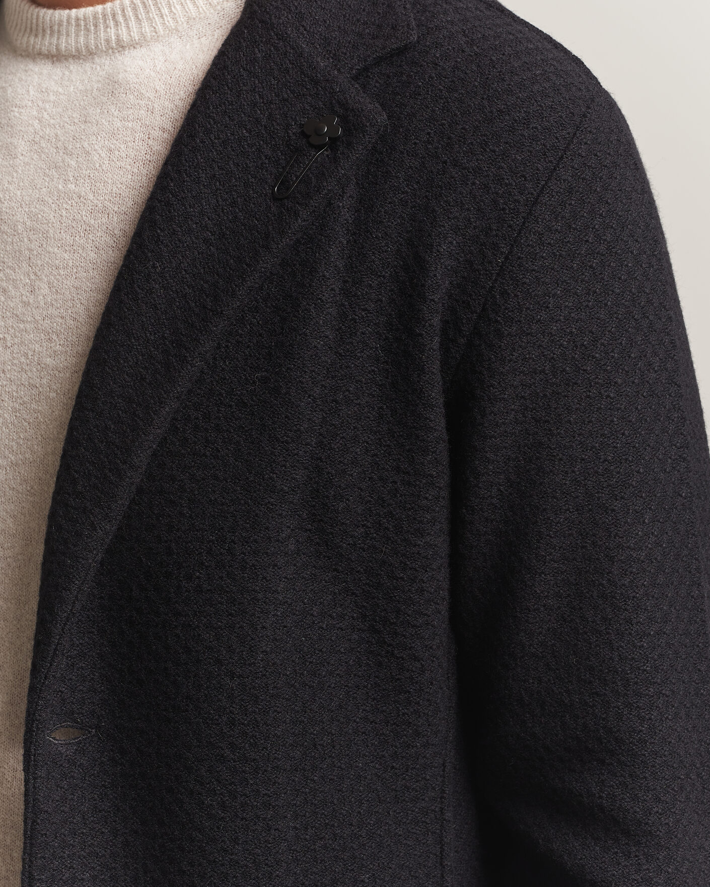 Homme | Blazers | Lardini | Knitted Structure Wool/Cashmere Blazer Black