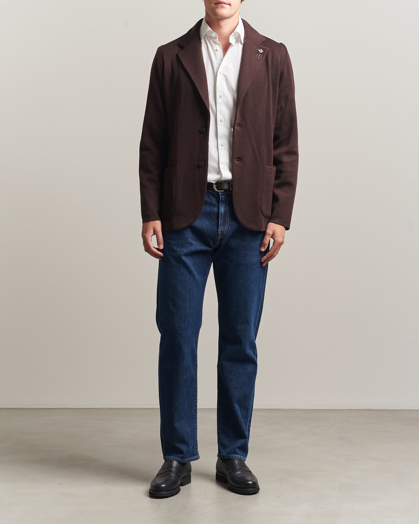 Homme | Blazers | Lardini | Knitted Wool Blazer Brown
