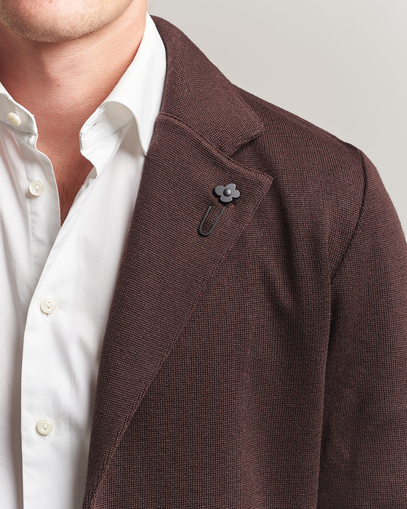 Homme | Blazers | Lardini | Knitted Wool Blazer Brown