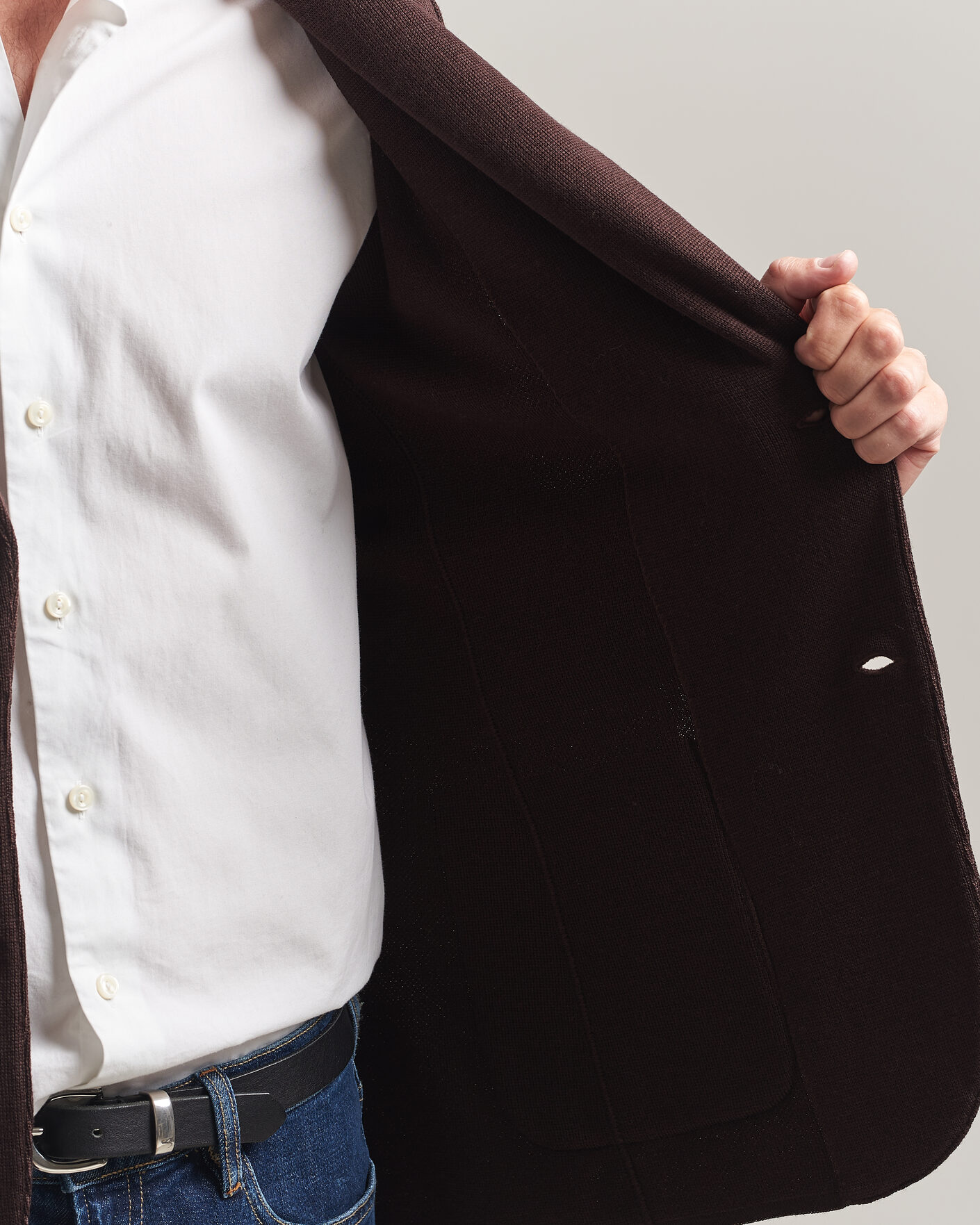 Homme | Blazers | Lardini | Knitted Wool Blazer Brown