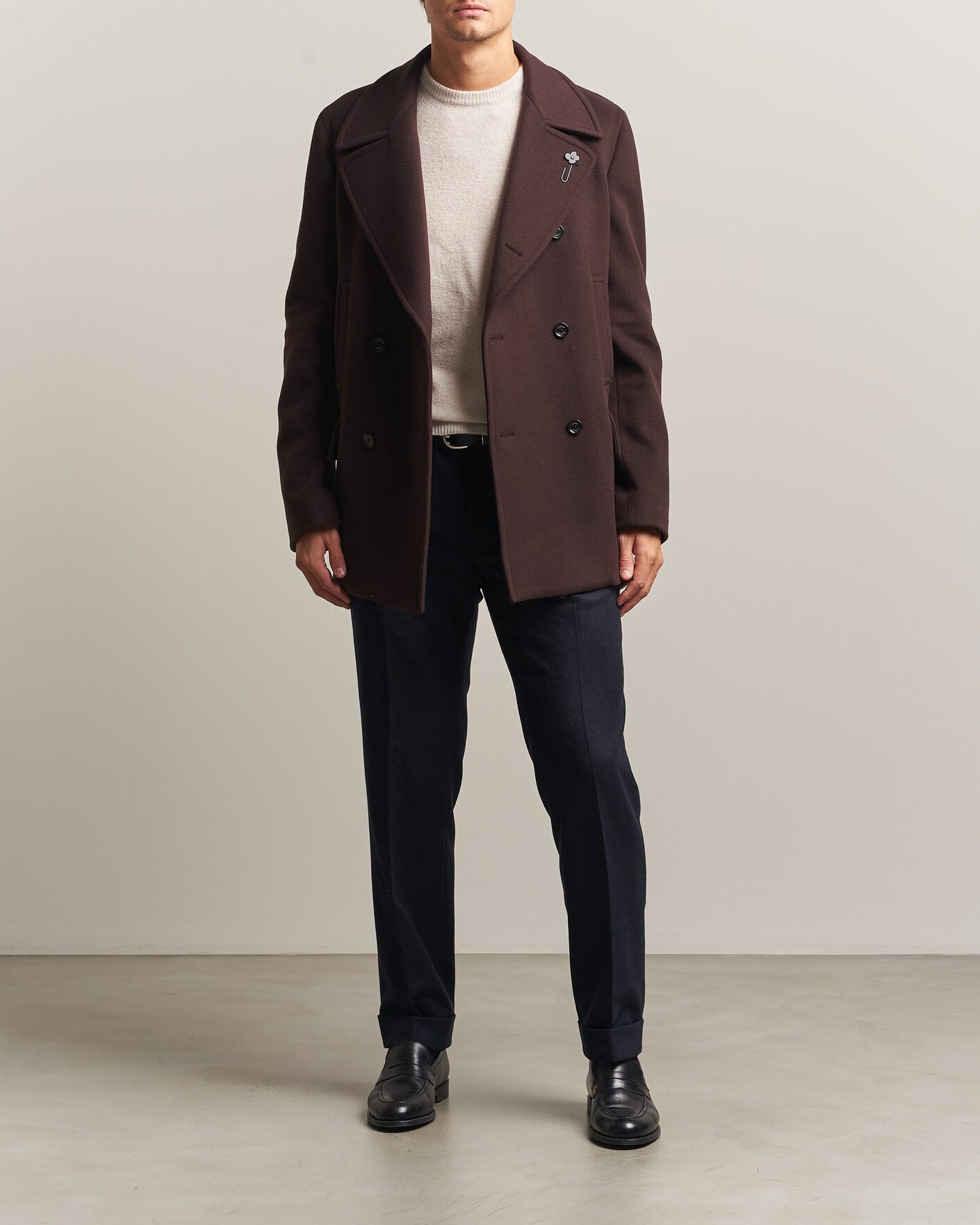 Homme | Manteaux Et Vestes | Lardini | Wool Peacoat Brown