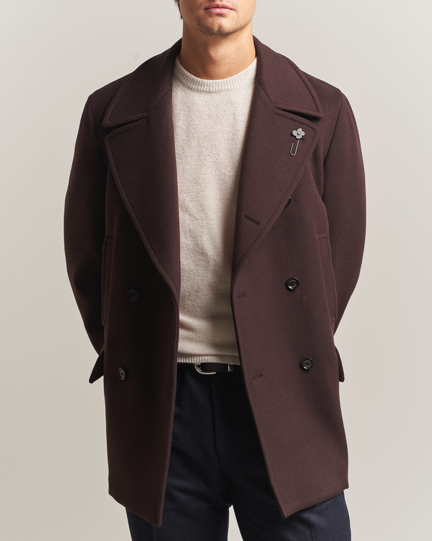 Homme | Manteaux Et Vestes | Lardini | Wool Peacoat Brown