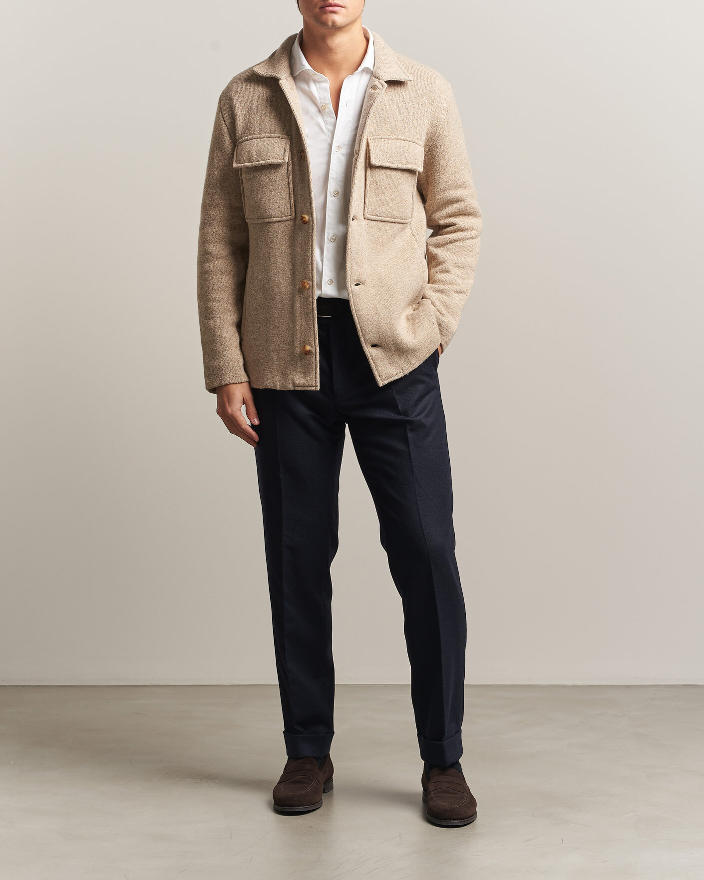 Homme | Pulls Et Tricots | Lardini | Knitted Shirt Jacket Beige