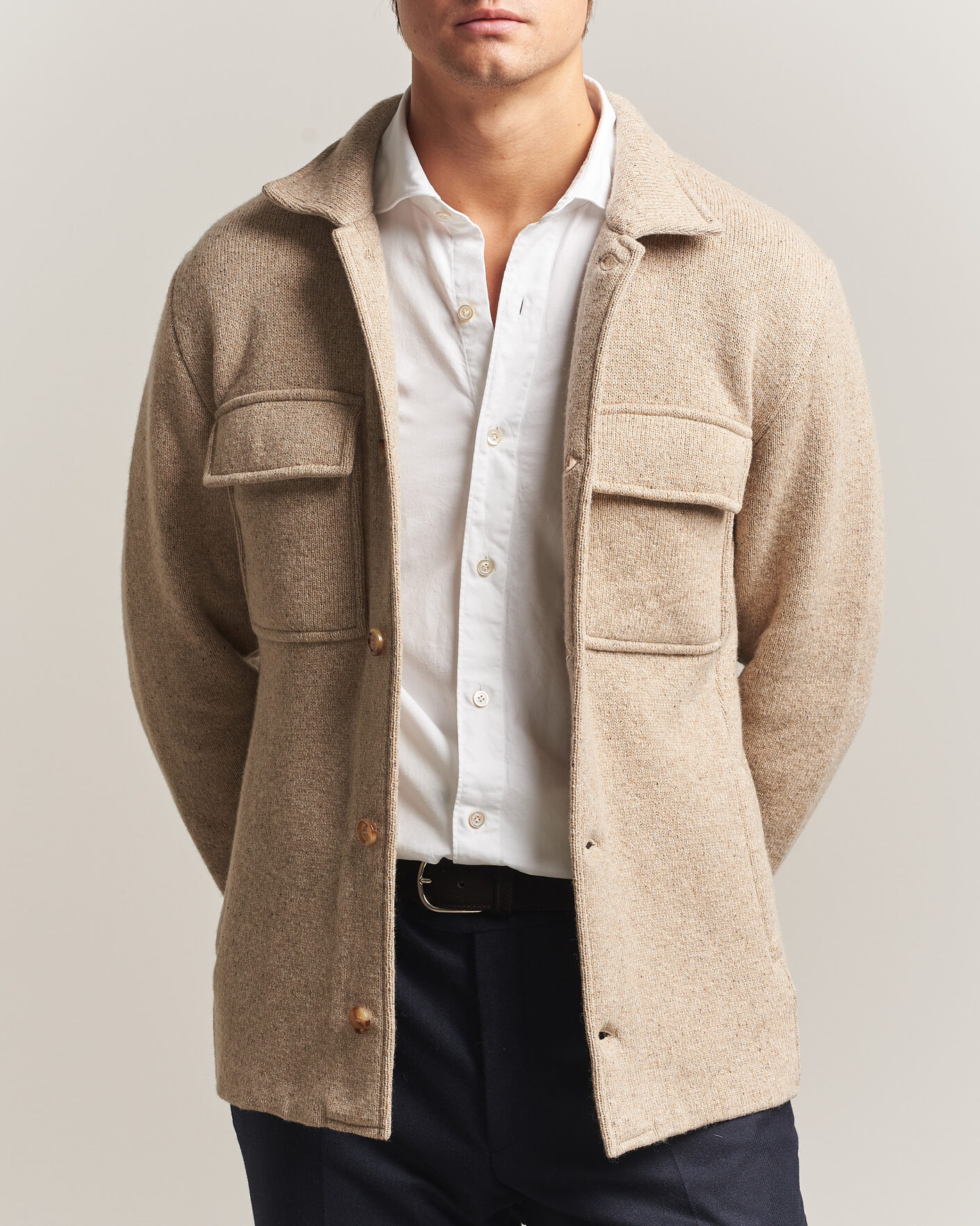 Homme | Pulls Et Tricots | Lardini | Knitted Shirt Jacket Beige