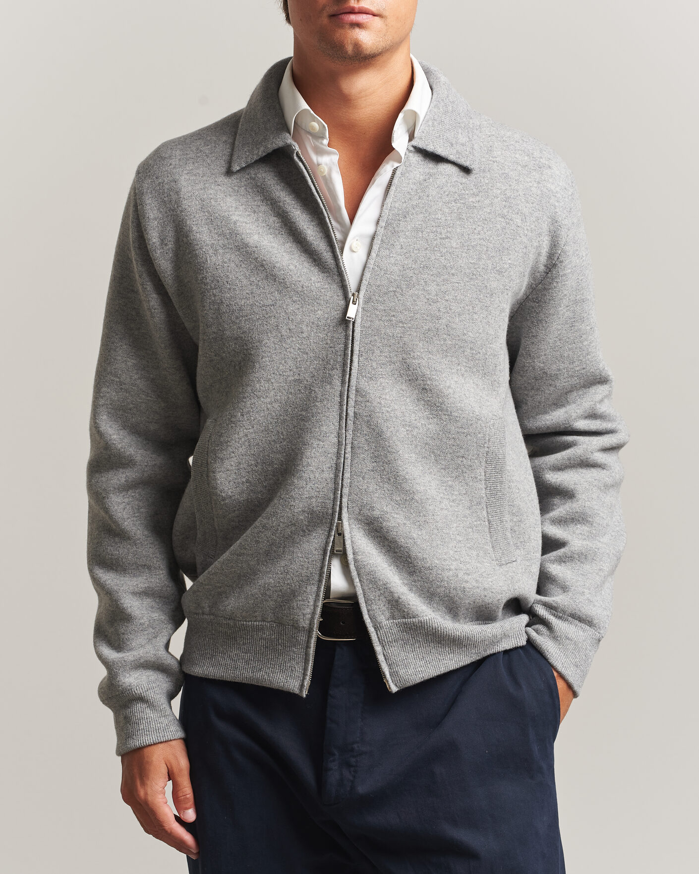 Homme | Manteaux Et Vestes | Lardini | Knitted Wool Bomber Jacket Grey
