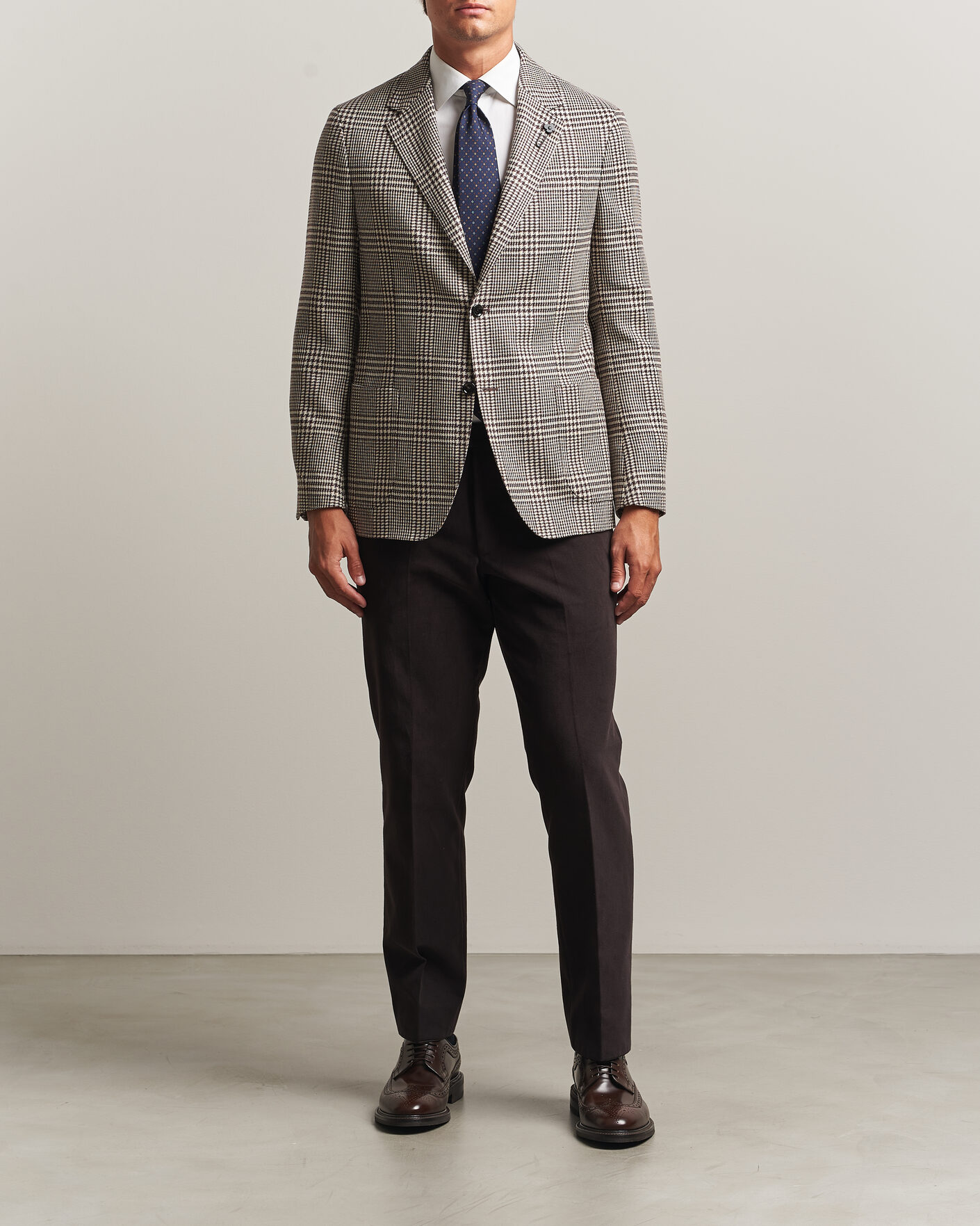 Homme | Blazers | Lardini | Wool/Cashmere Checked Blazer Brown