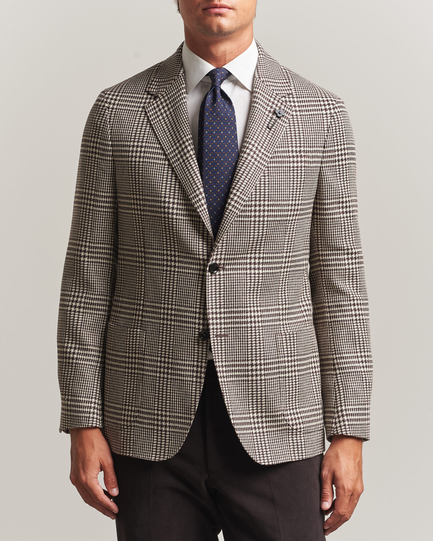 Homme | Blazers | Lardini | Wool/Cashmere Checked Blazer Brown