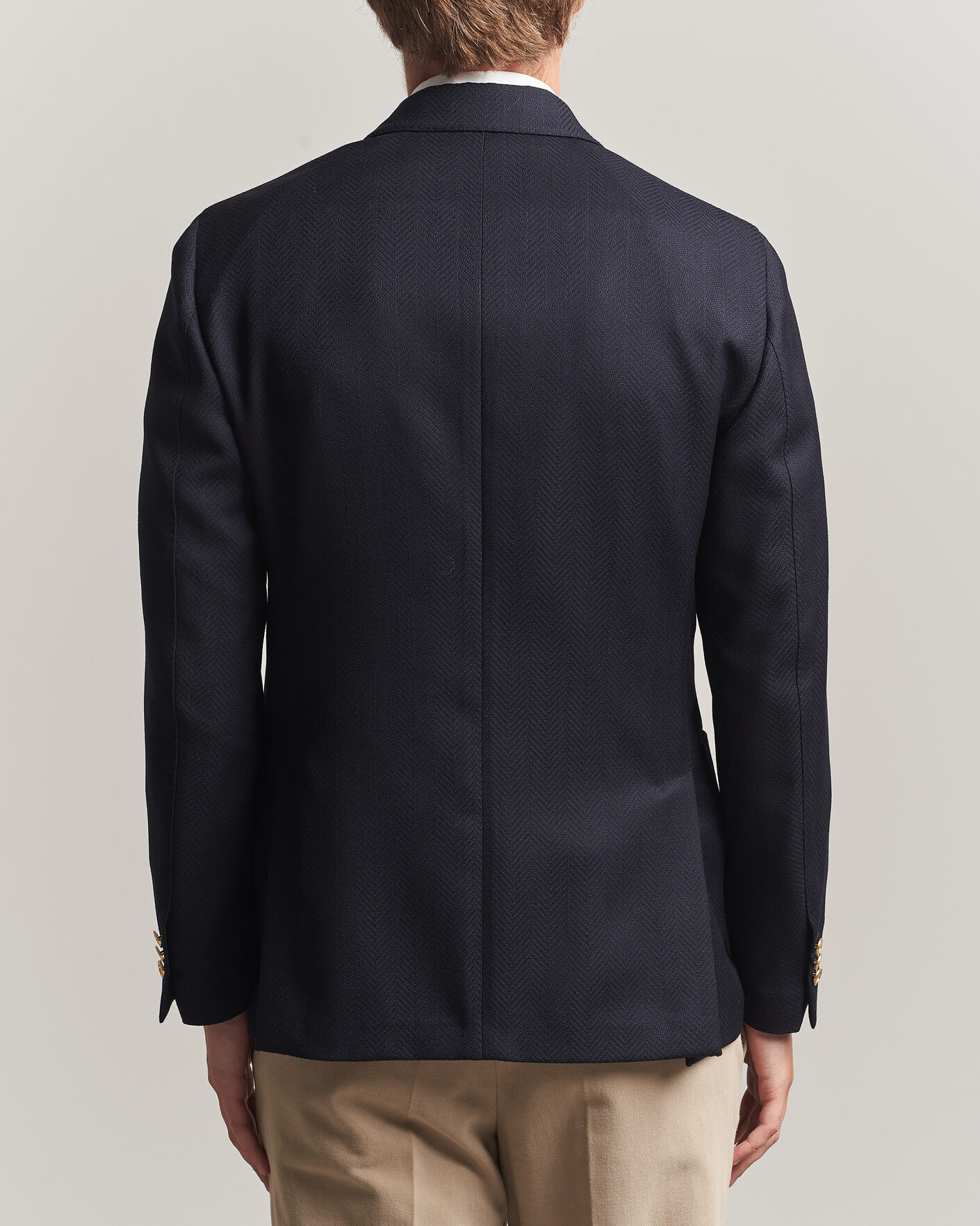 Homme | Blazers | Lardini | Double Breasted Herringbone Wool Blazer Navy