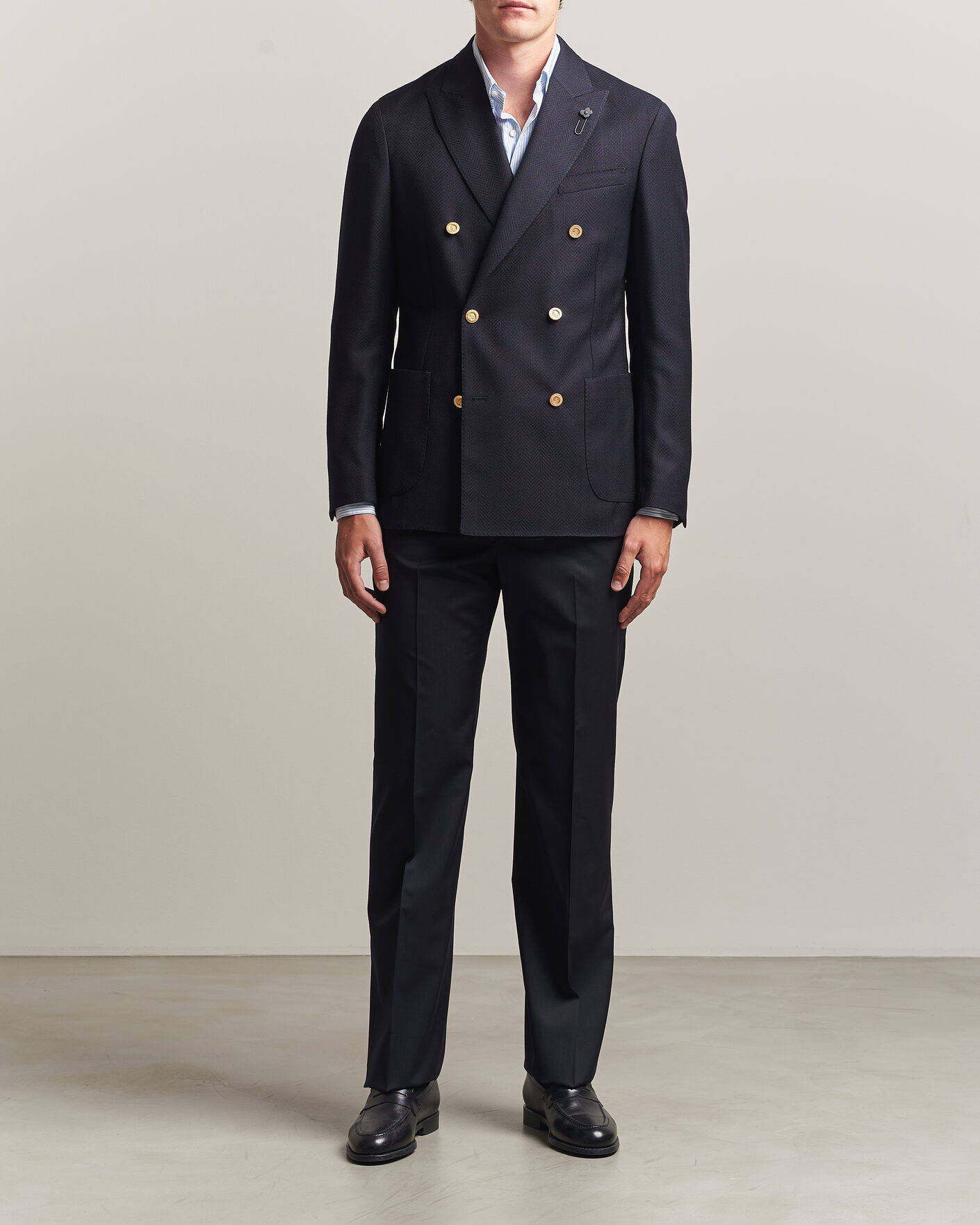 Homme | Pantalons | Lardini | Straight Fit Wool Trousers Navy