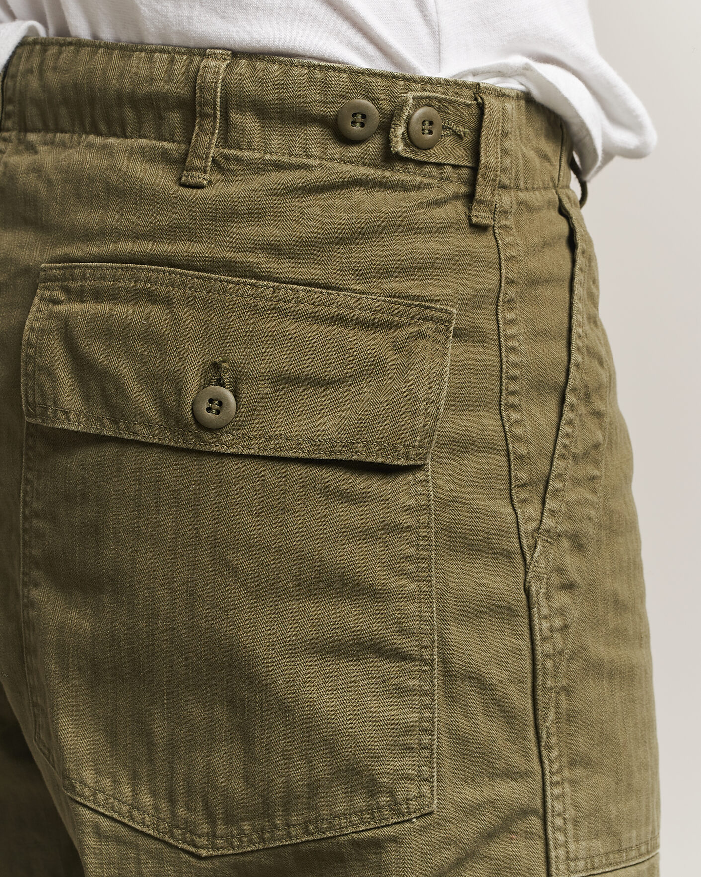 Homme | Pantalons | orSlow | Vintage Fit Herringbone Fatigue Pants Army Green