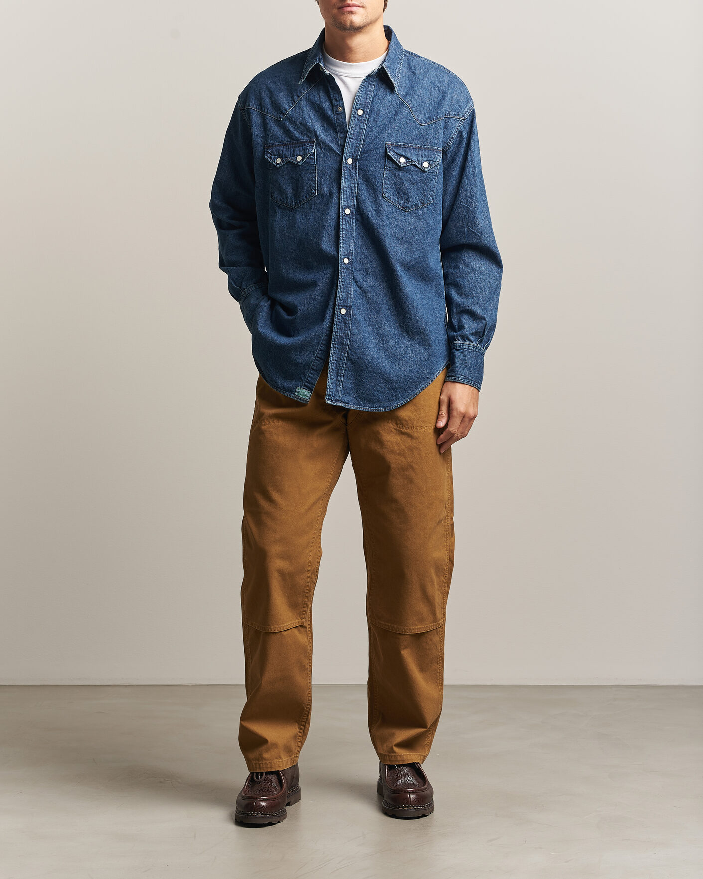 Homme | Pantalons | orSlow | Double Knee Work Trousers Brown