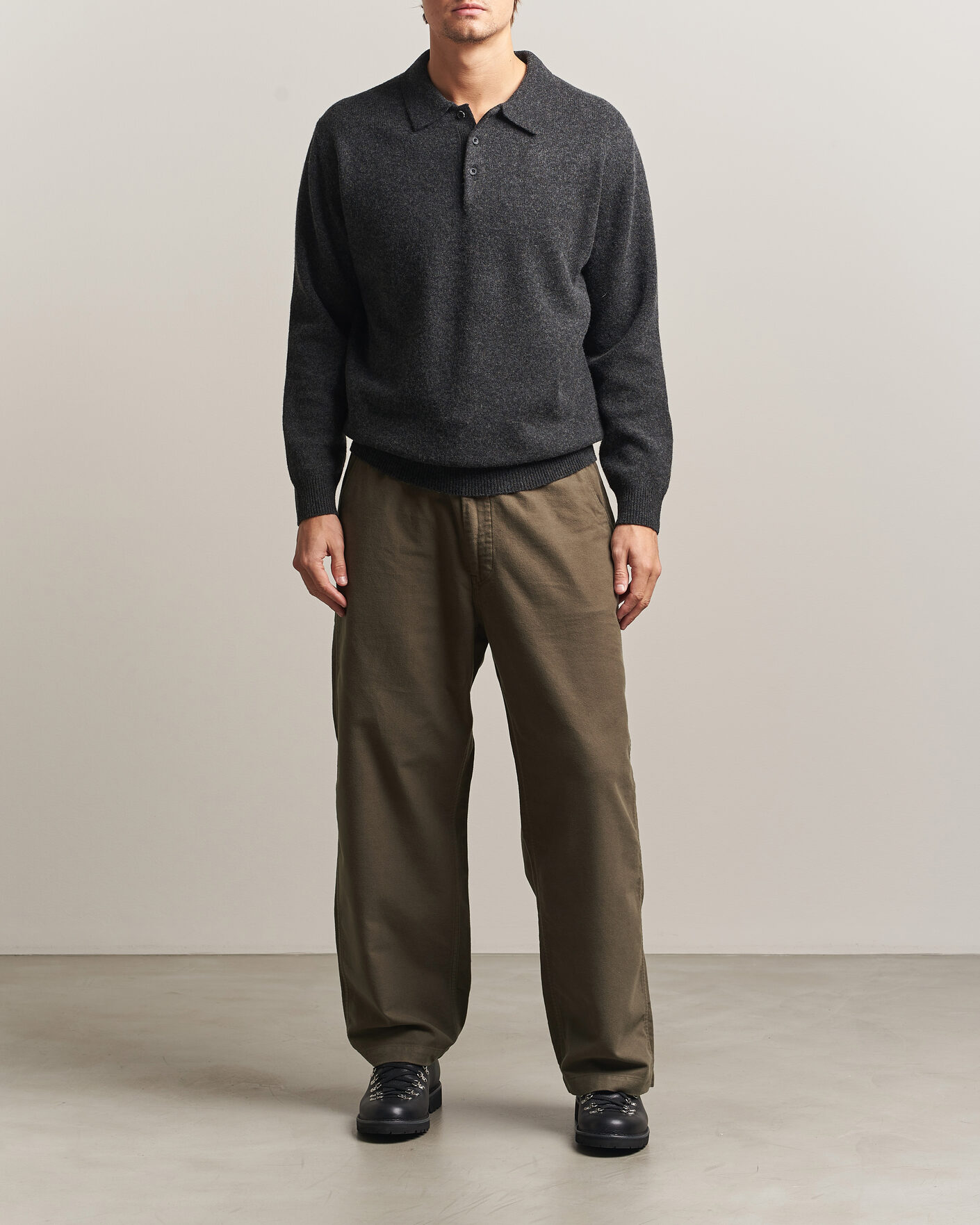Homme | Pantalons | orSlow | Wide Fit New Yorker Brushed Trousers Moss Gray
