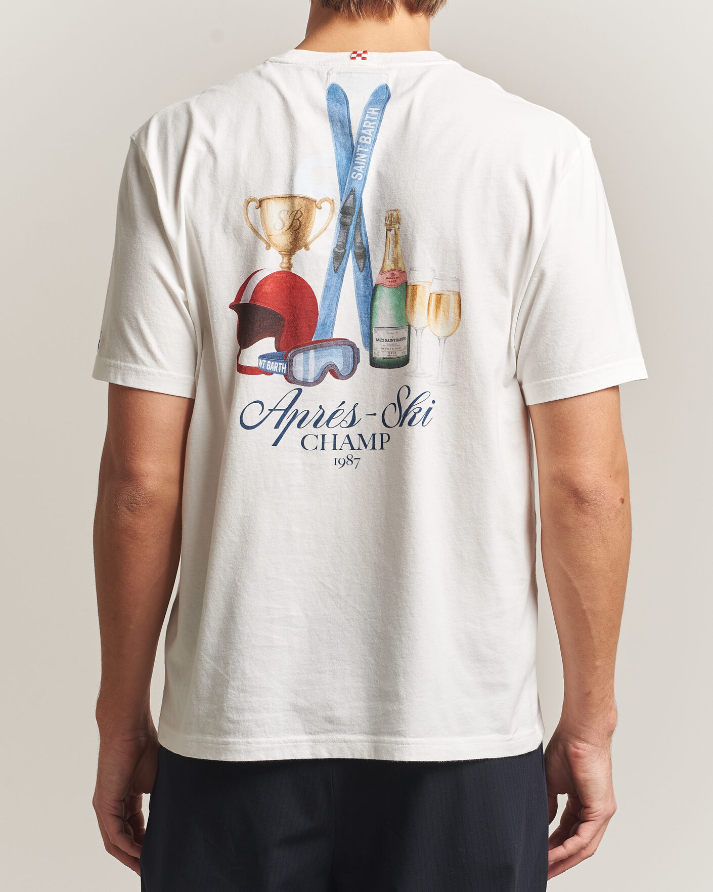 Homme | T-shirts | MC2 Saint Barth | Back Printed Cotton T-Shirt Ski Post Race