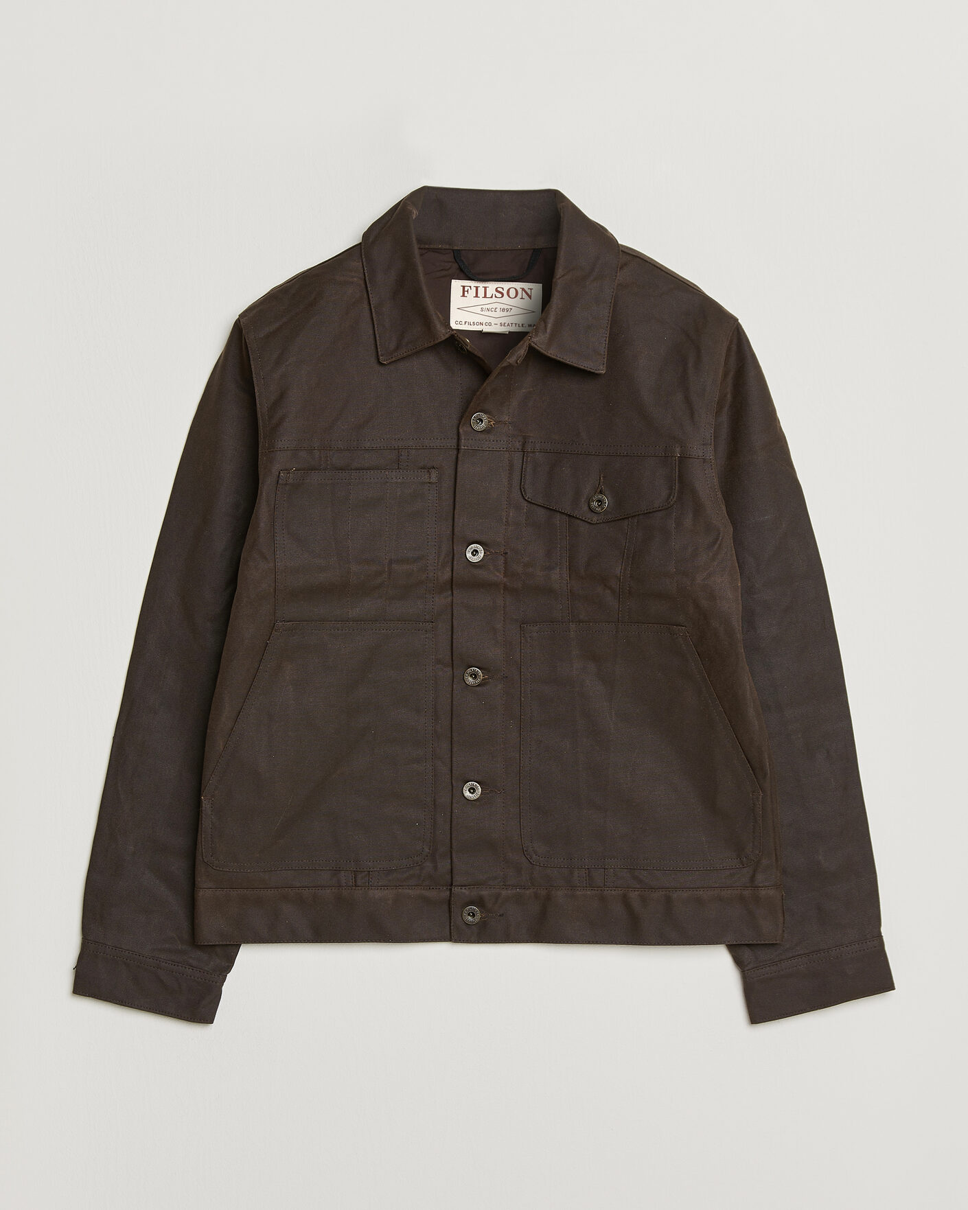 Homme | Manteaux Et Vestes | Filson | Short Lined Tin Cloth Cruiser Dark Brown
