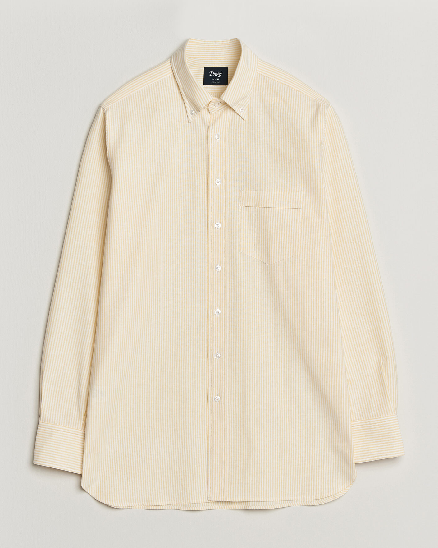 Homme | Chemises | Drake's | Striped Button Down Oxford Shirt Yellow